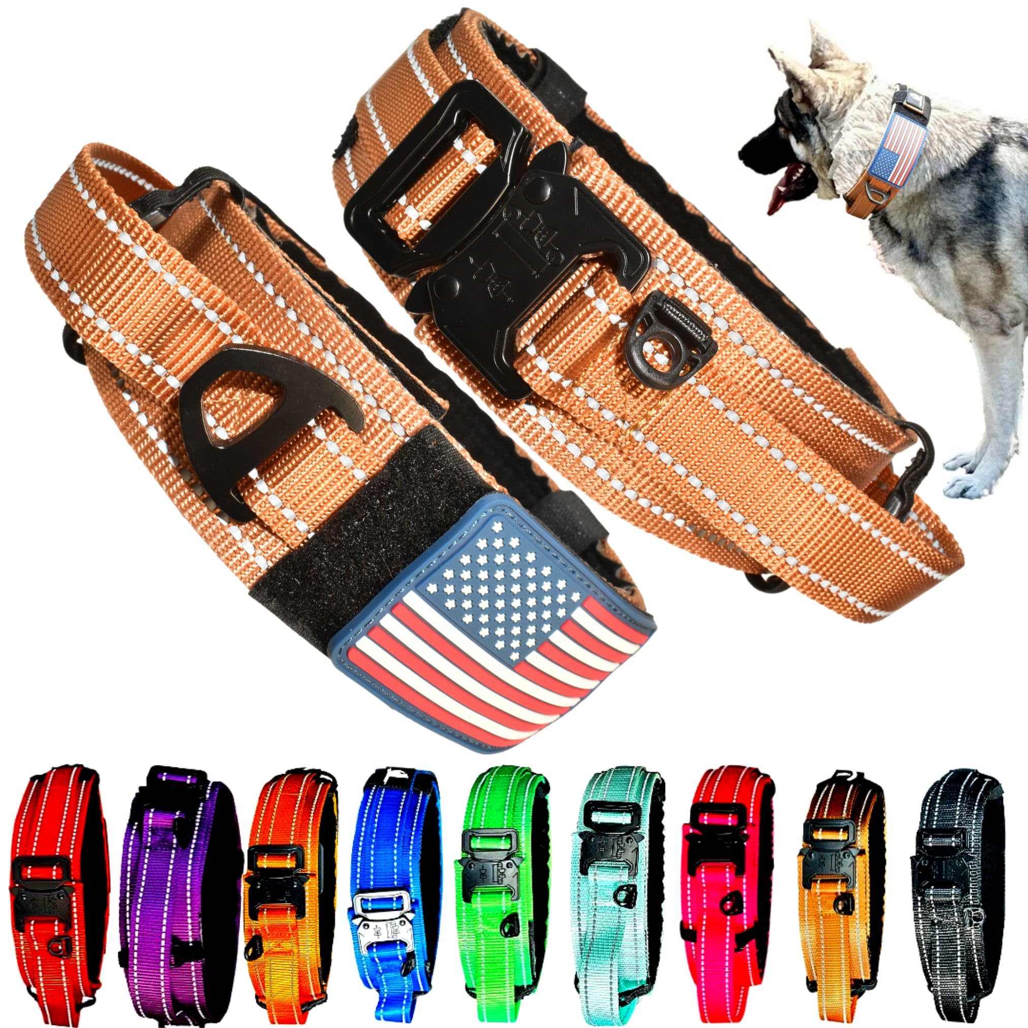 DEZIZEUSK9 collar táctico 2 pulgadas con asa de control para perro