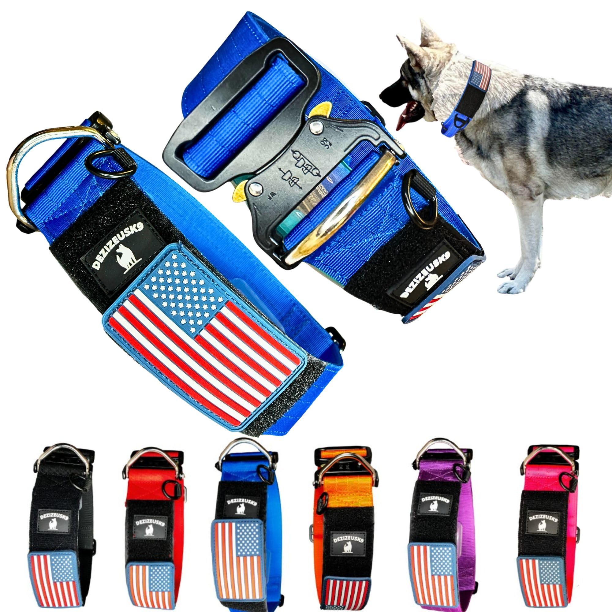 DEZIZEUSK9 collar tactico 2pulgadas hebilla metalica para perros grandes