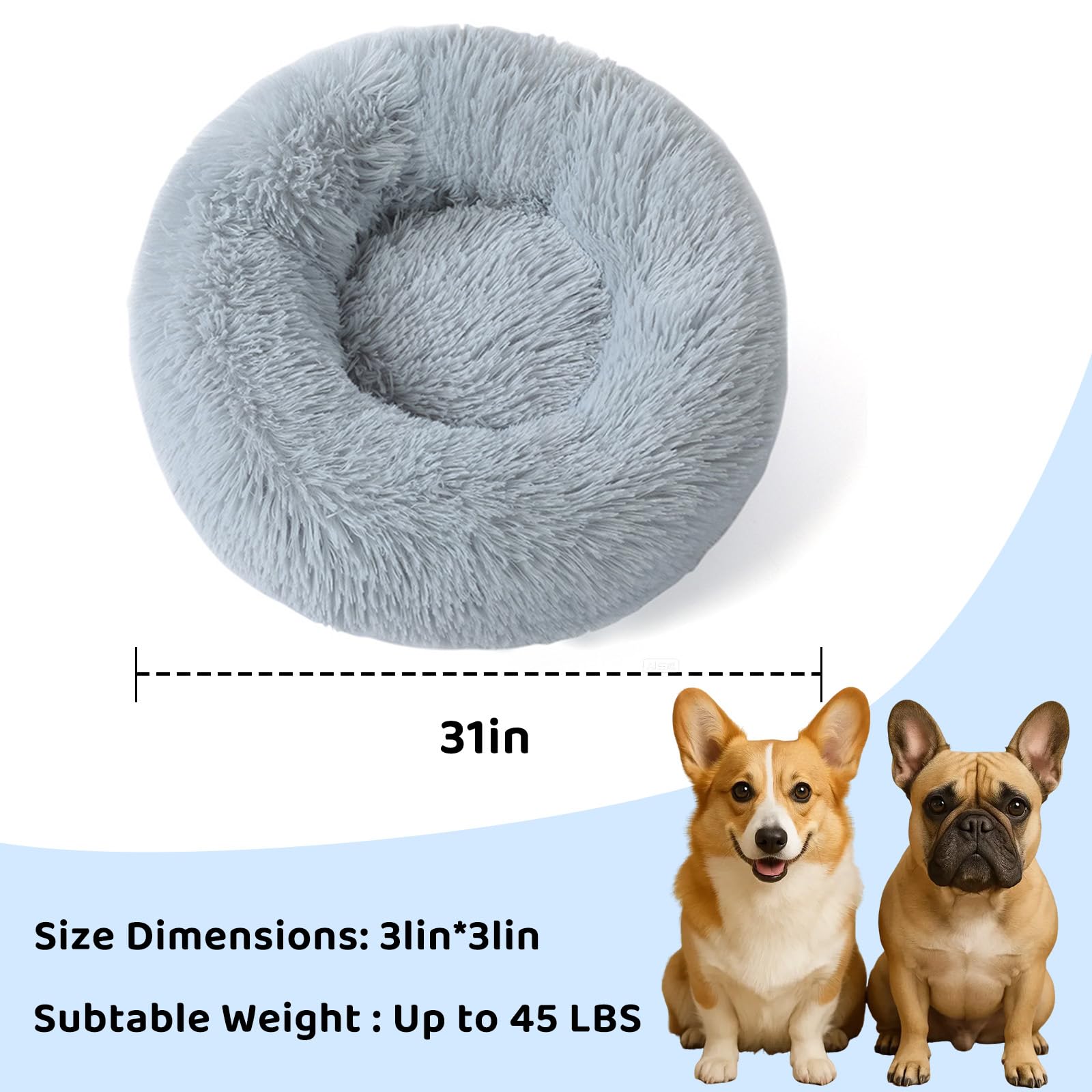 DFQ base antideslizante en cama dona gris, seguridad durante juego.