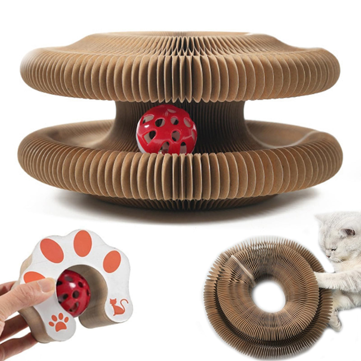 DFQ Kitty Kurlz: tablero de rascar orgánico para gatos de interior, invita al juego y a la exploración.