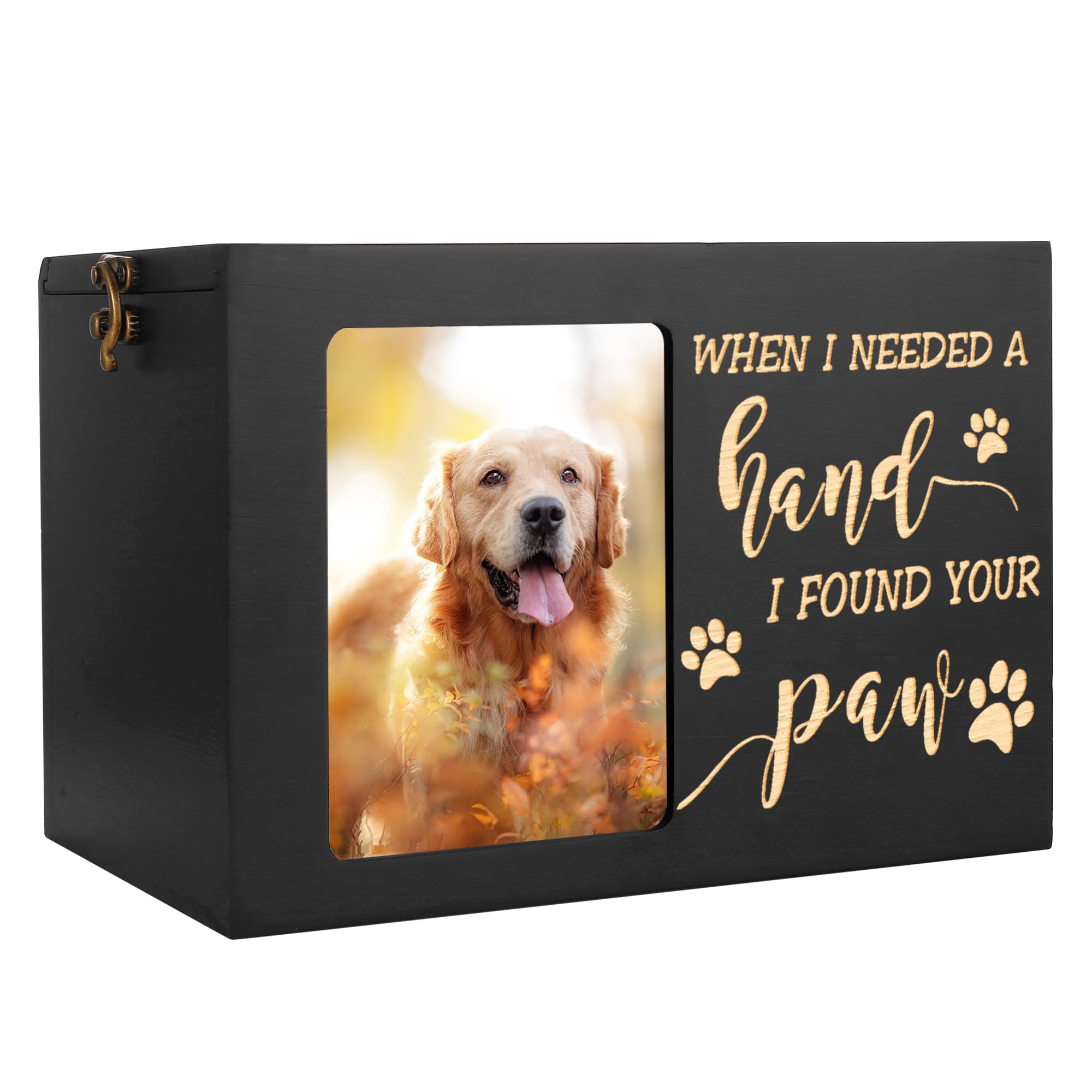 Urna DGDCDV para perros con marco de foto, ideal para conservar recuerdos.