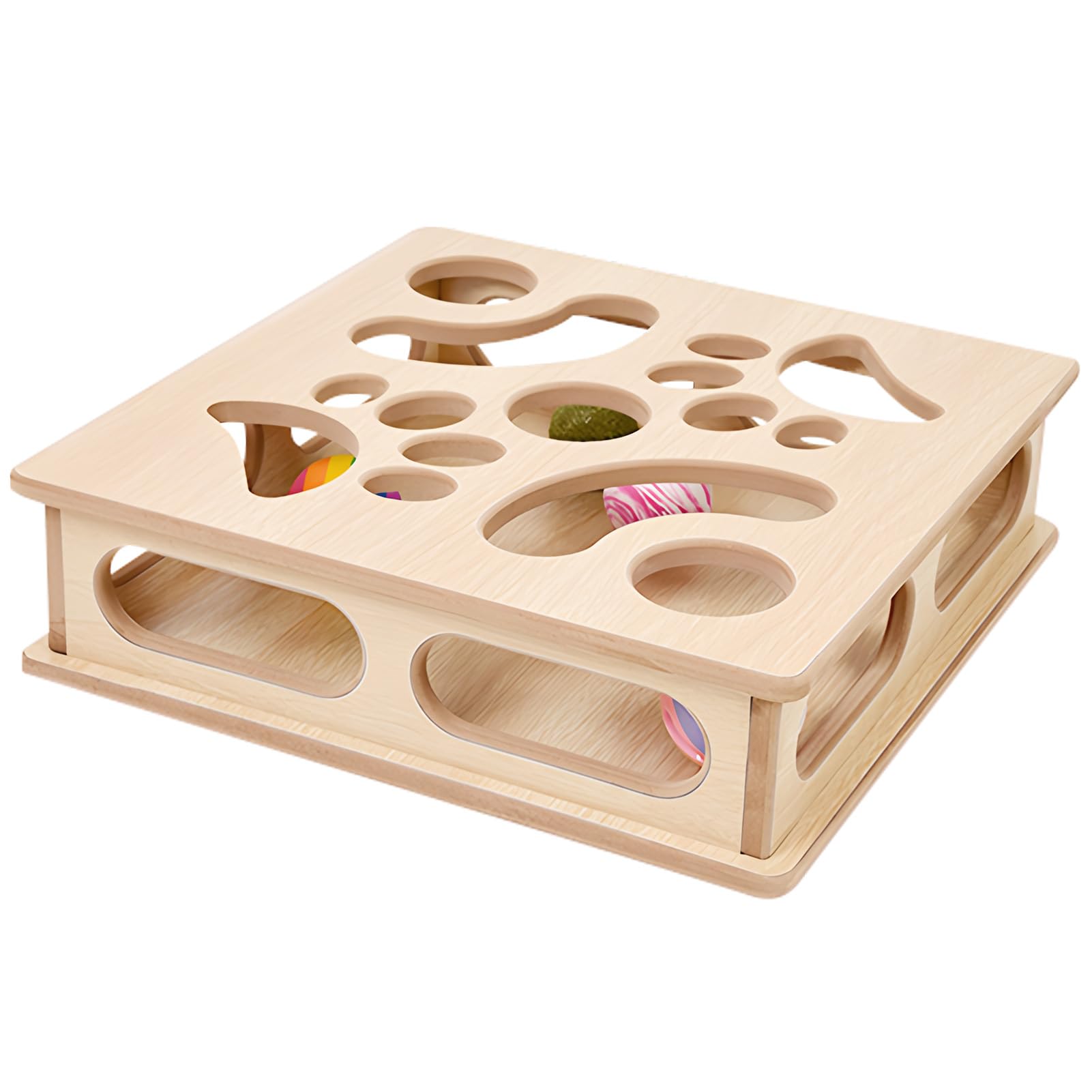 DI BI GRAMAS caja puzzle para gatitos de madera natural