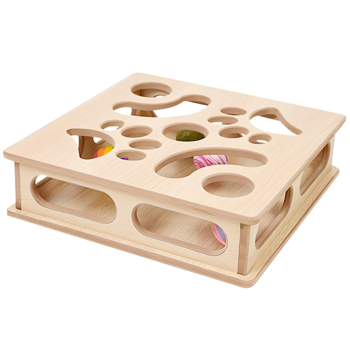 DI BI GRAMAS caja puzzle para gatitos de madera natural