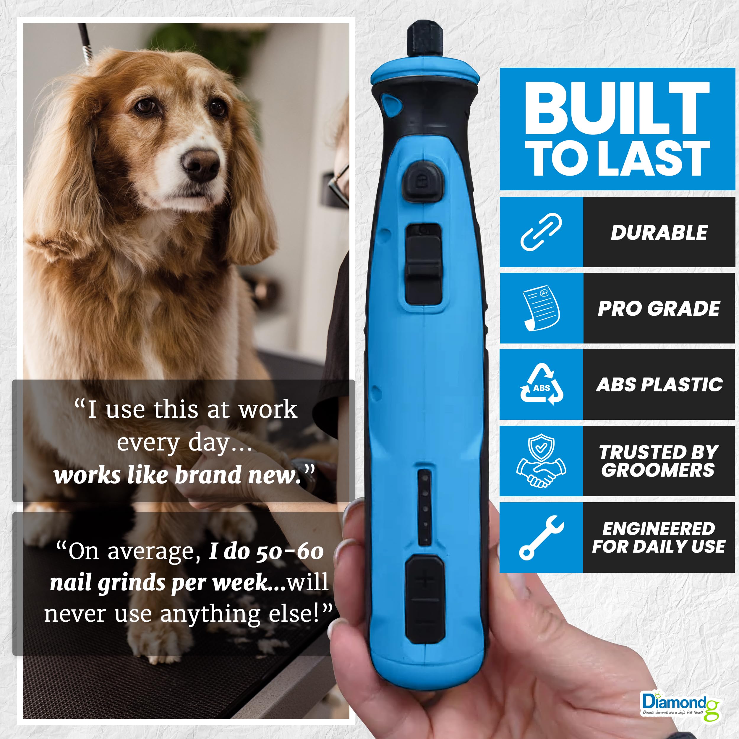 Diamondg afilador de uñas para perros compacto con bolsa de viaje.