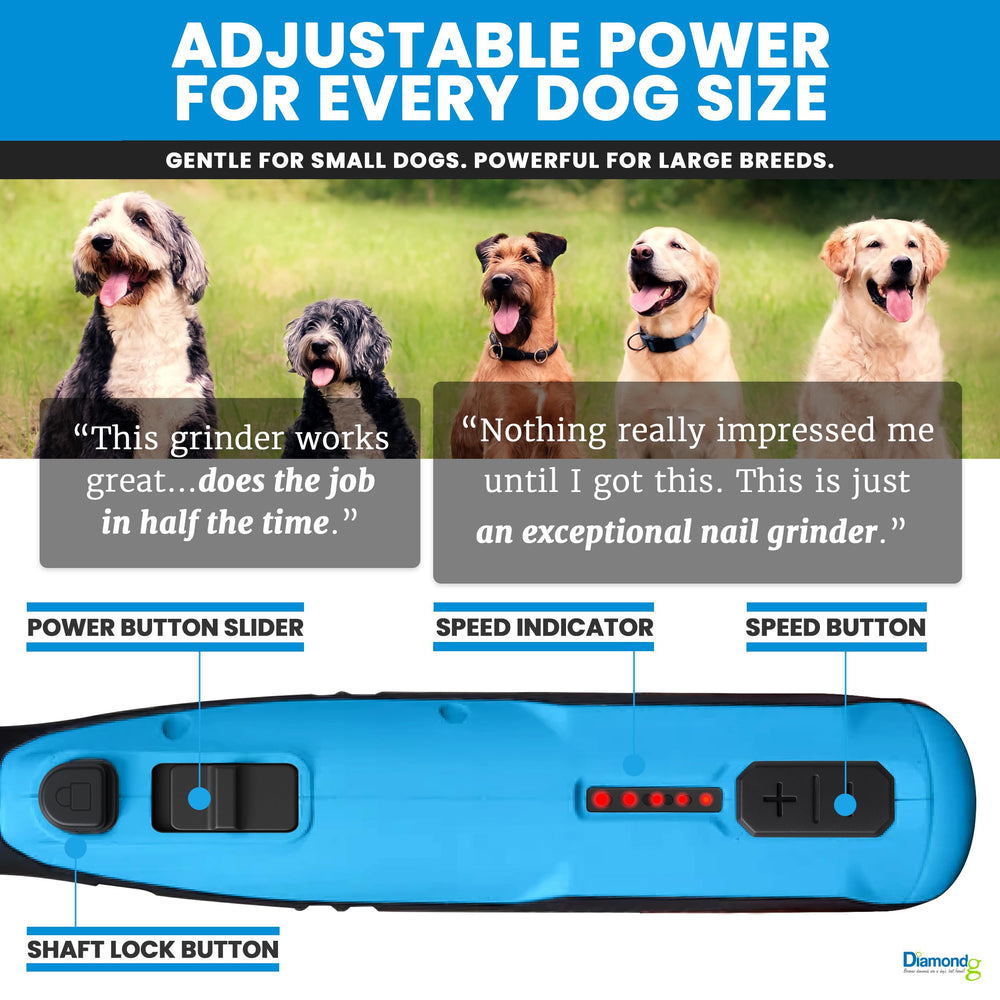 Diamondg afilador de uñas para perros con luz LED y vibración mínima para menos estrés.