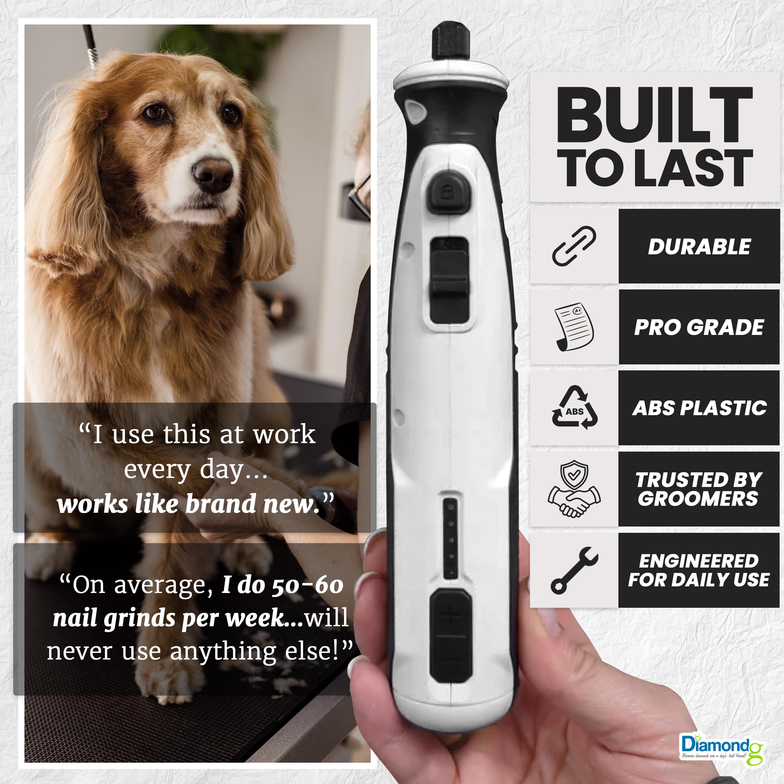 Diamondg diseño ergonómico para uso cómodo con ambas manos