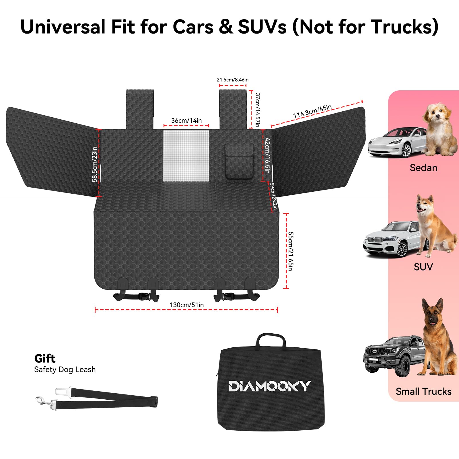 DIAMOOKY ajuste compatible con la mayoría de sedanes y SUVs