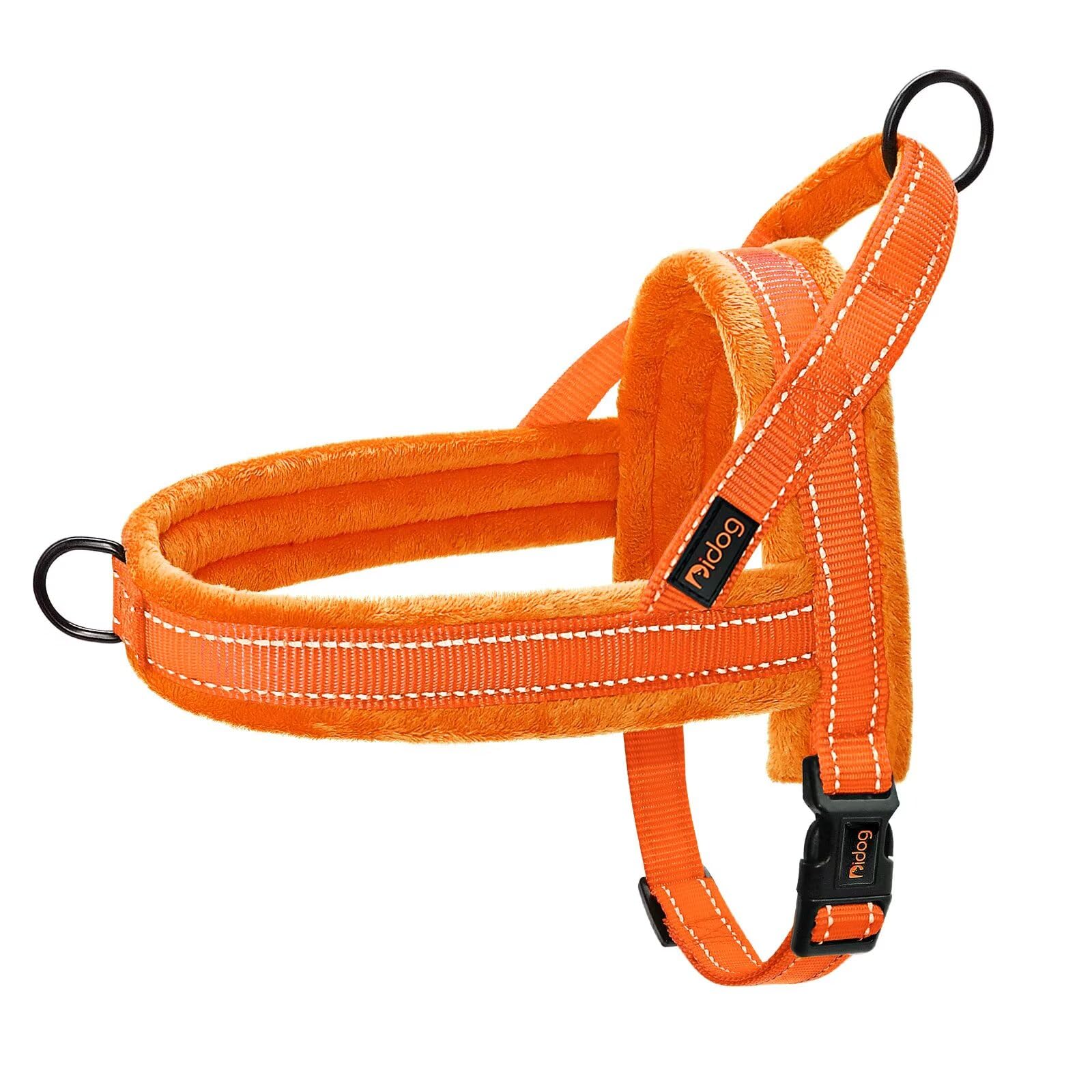 Arnés Didog para perro con pecho 15-18 pulgadas, vista frontal para ajuste correcto.