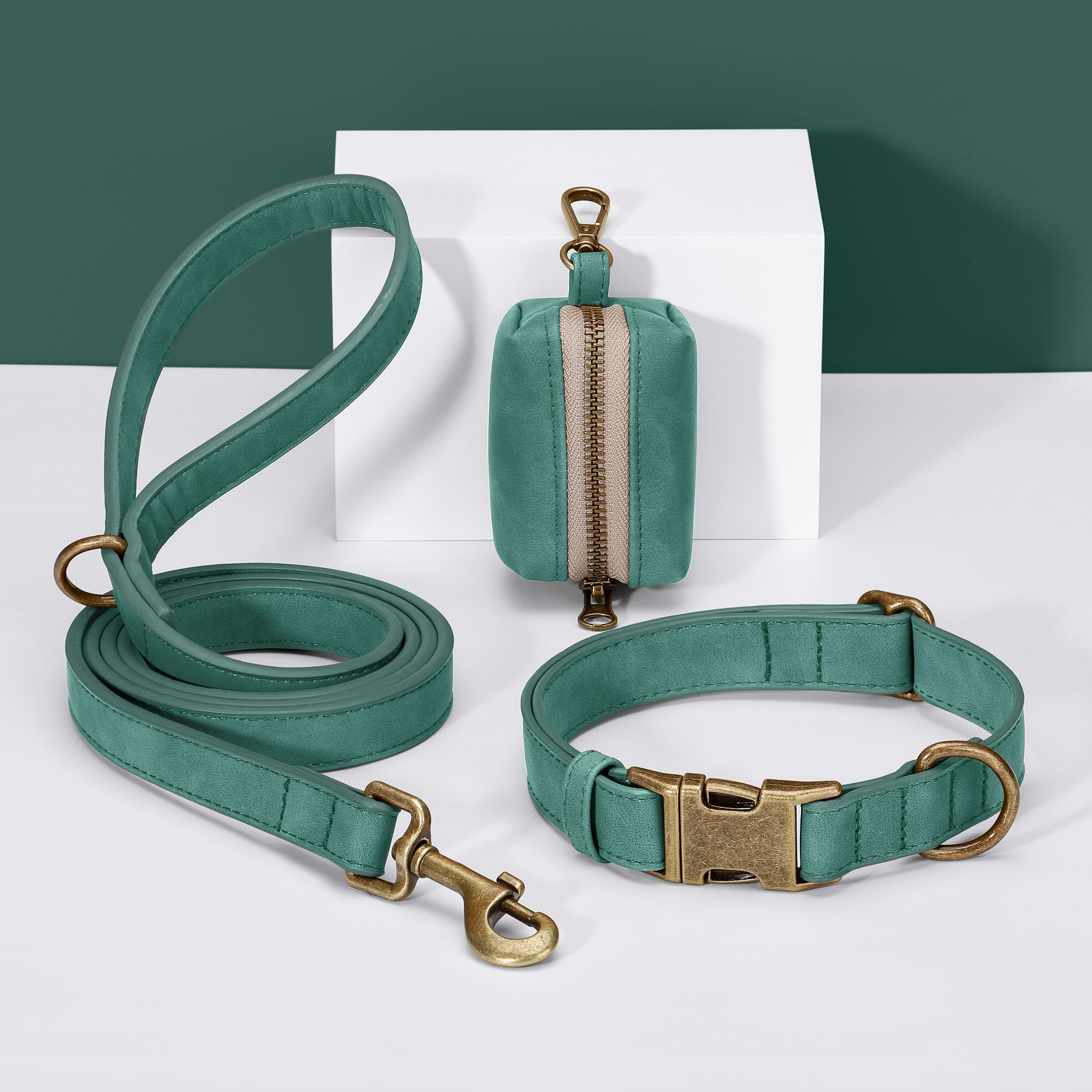 Didog collar verde para perros grandes, diseño cómodo.