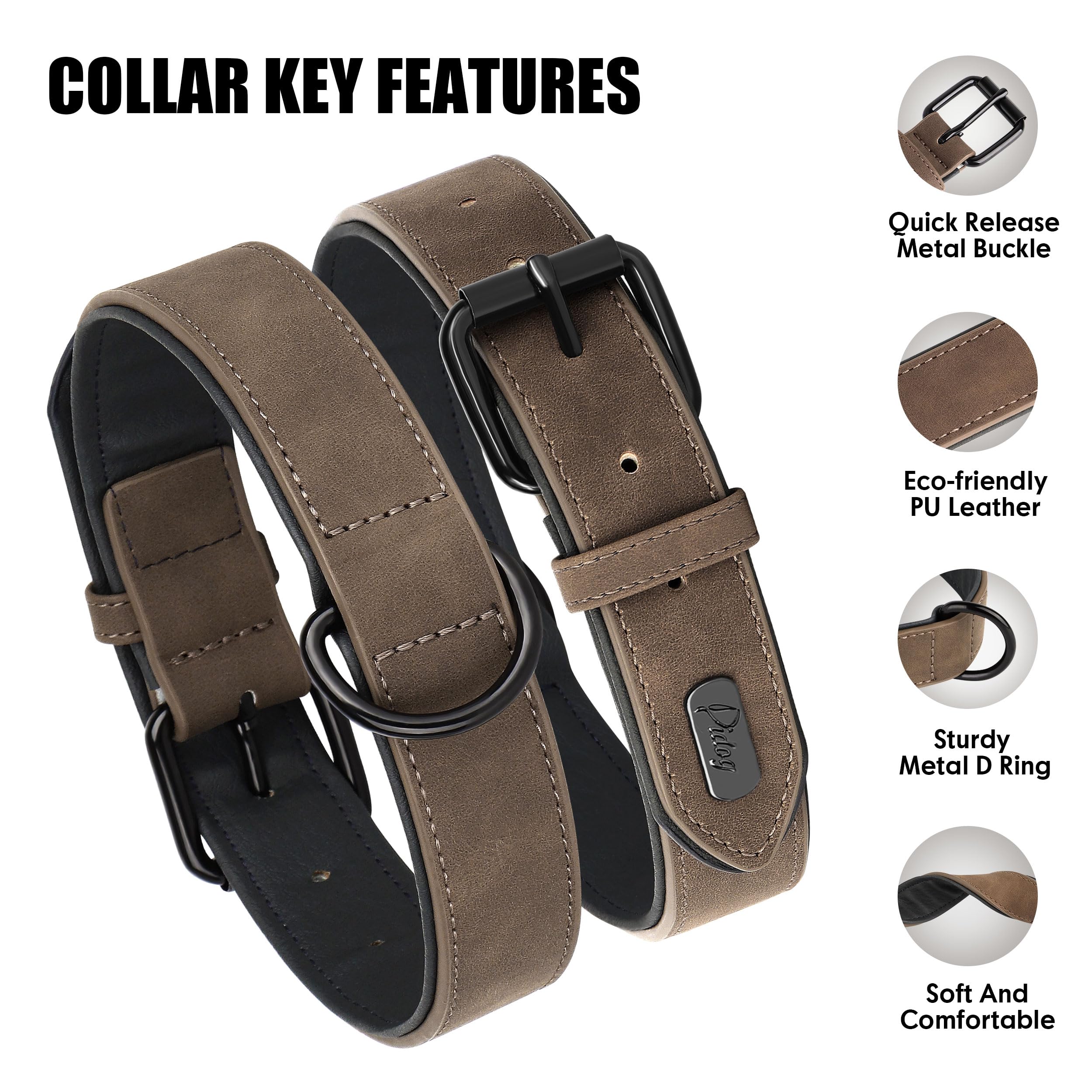 Didog collar con anilla en D para conexión fácil de correa.