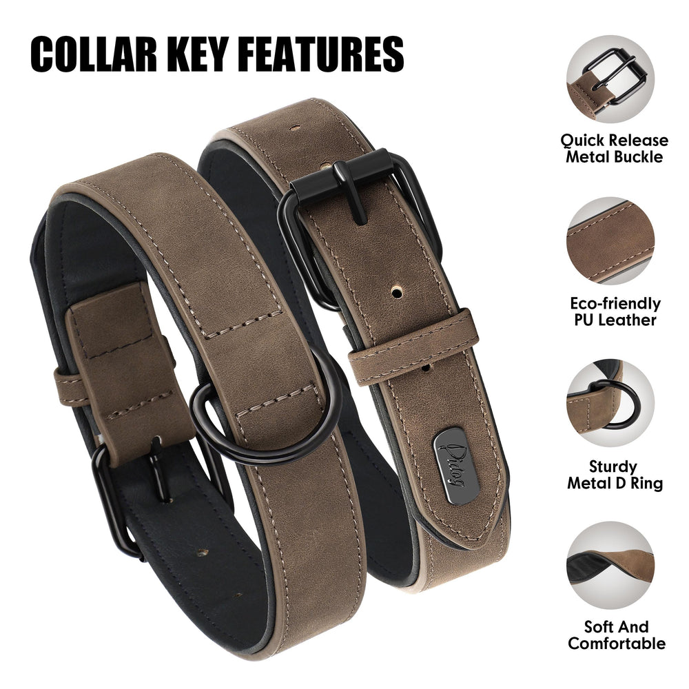 Didog collar con anilla en D para conexión fácil de correa.