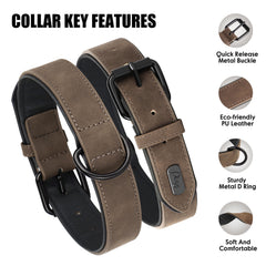 Didog collar con anilla en D para conexión fácil de correa.