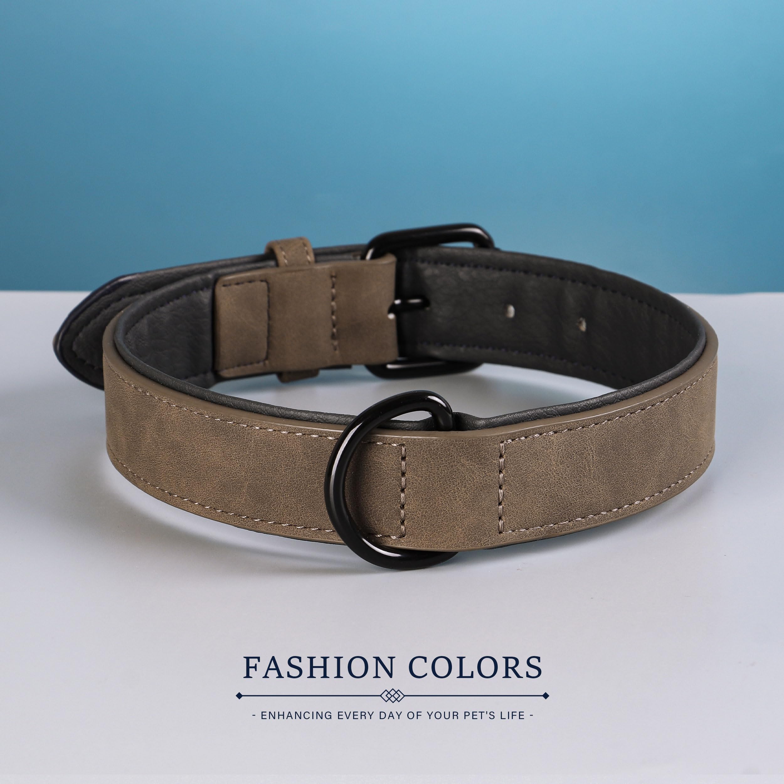 Didog collar de cuero elegante marrón ideal para uso diario.