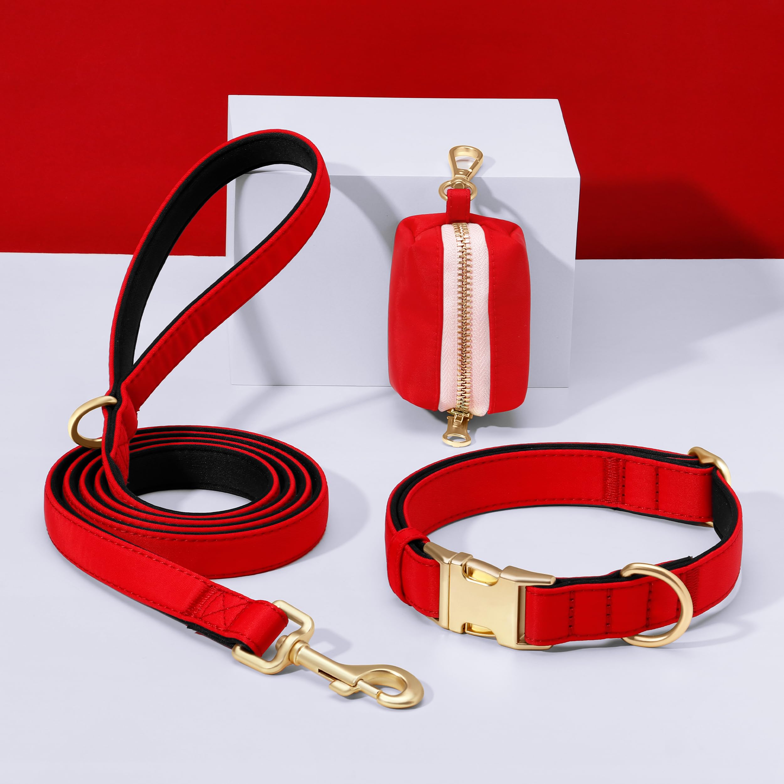 Didog collar para perro de talla mediana en rojo, ideal para paseos