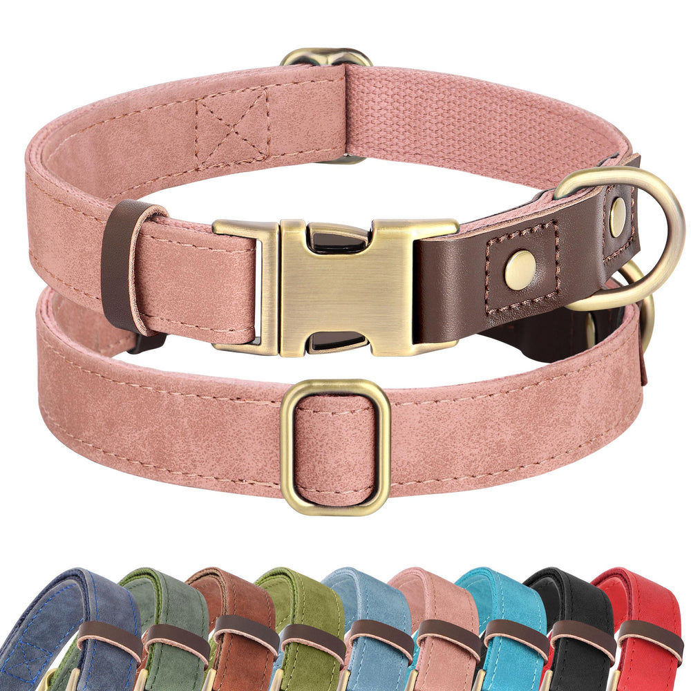 Collar Didog PU suave rosa para perros pequeños, cómodo en paseos diarios.