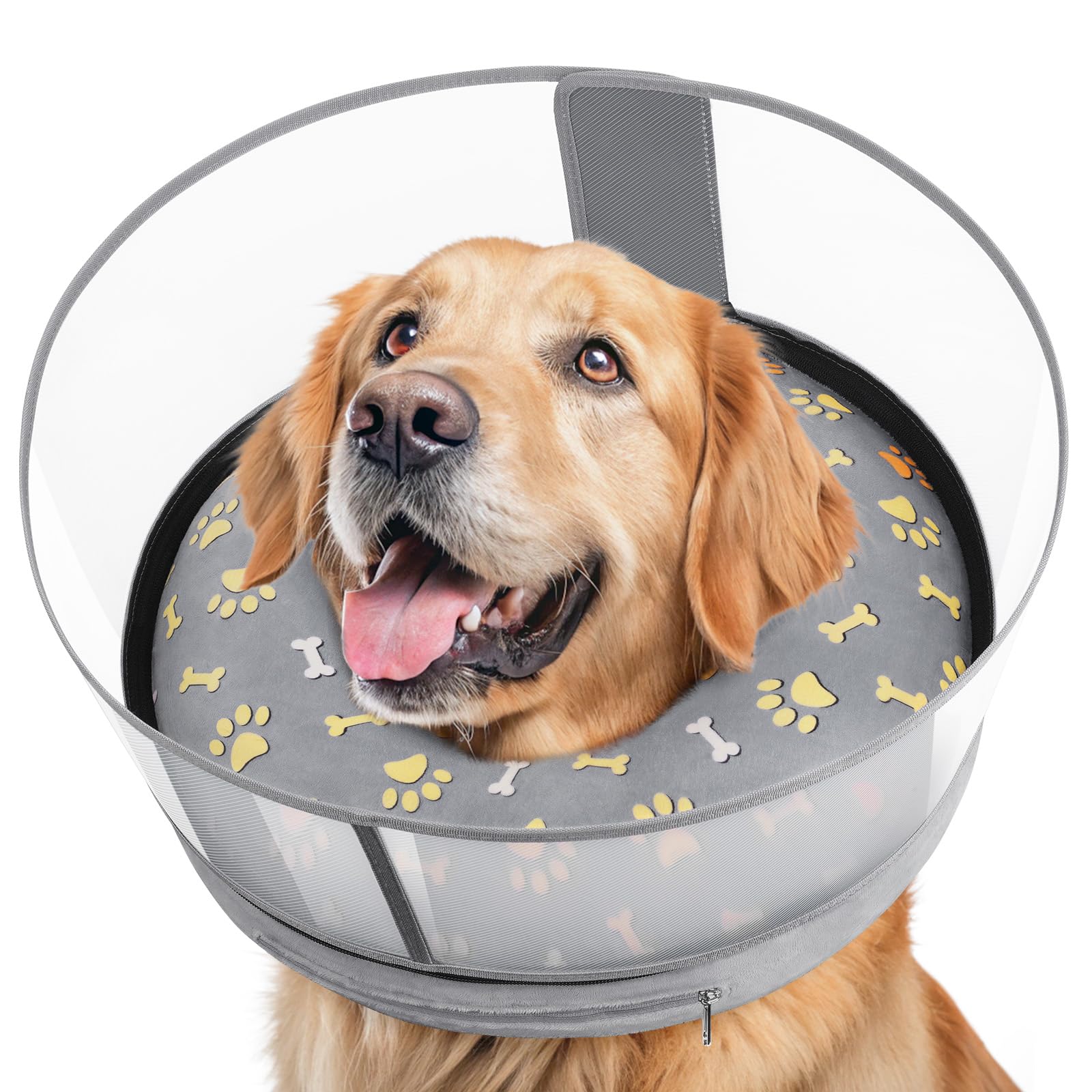 Didopet cono inflable para perro con escudo para recuperación, protege sin bloquear la visión.