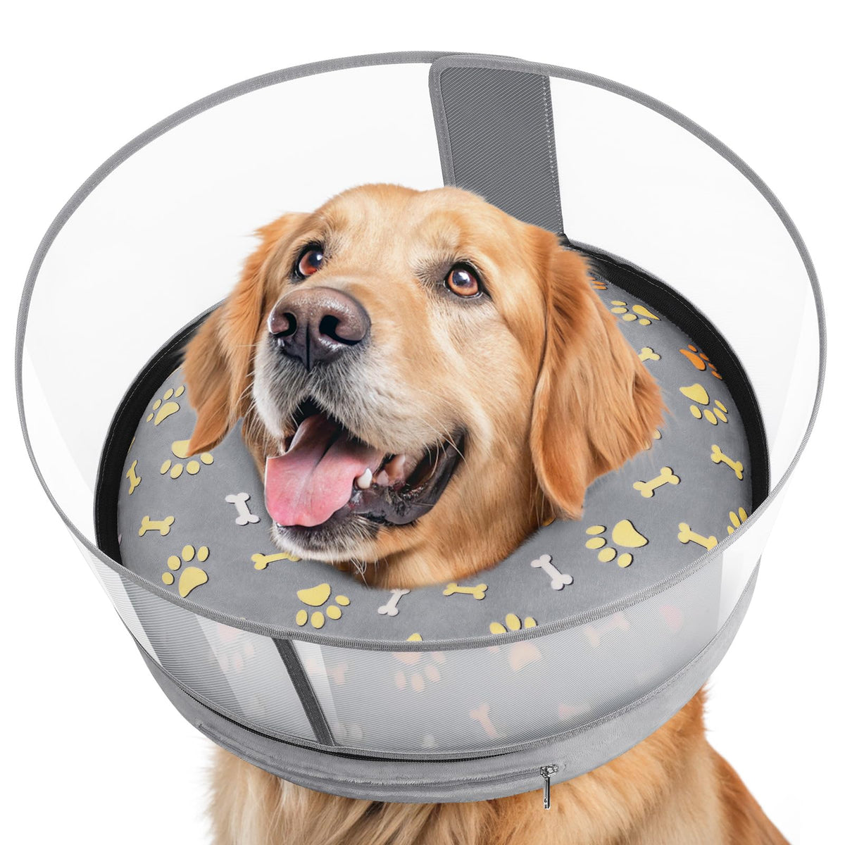Didopet cono inflable para perro con escudo para recuperación, protege sin bloquear la visión.