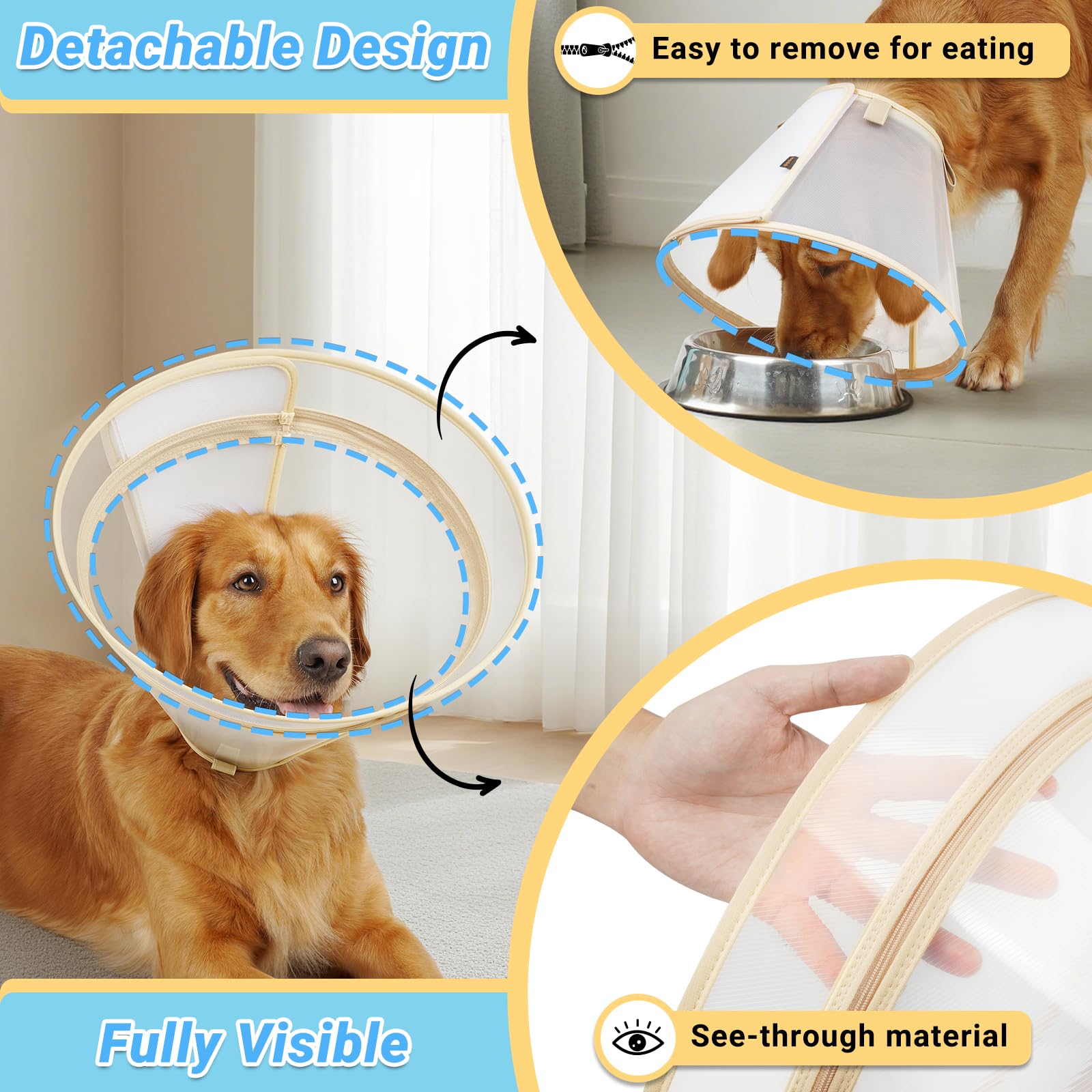 Cono Didopet, extensión desmontable con cremallera para longitud ajustable.