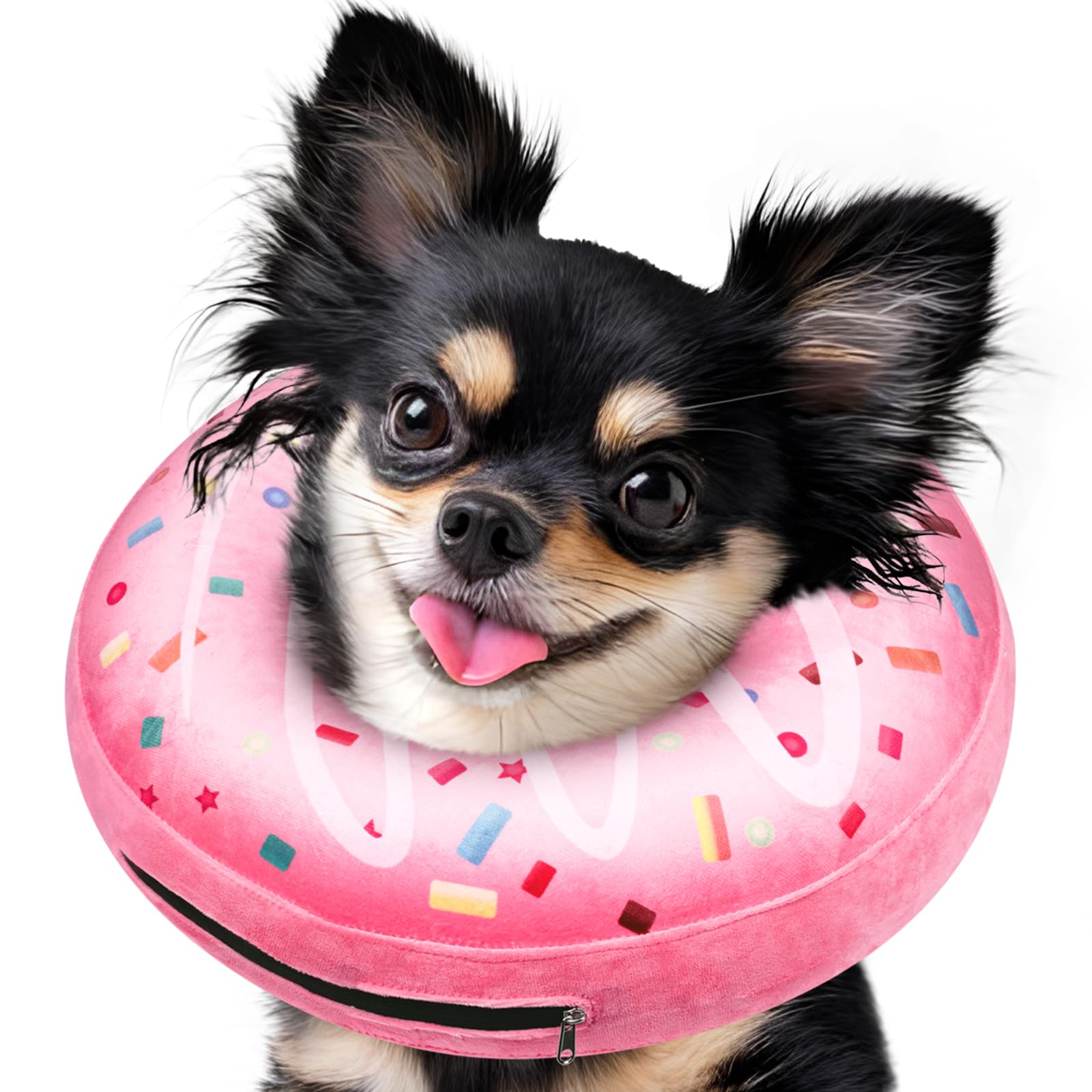 Didopet collar inflable donut rosa en perro pequeño para mayor comodidad