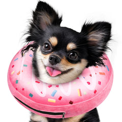 Didopet collar inflable donut rosa en perro pequeño para mayor comodidad