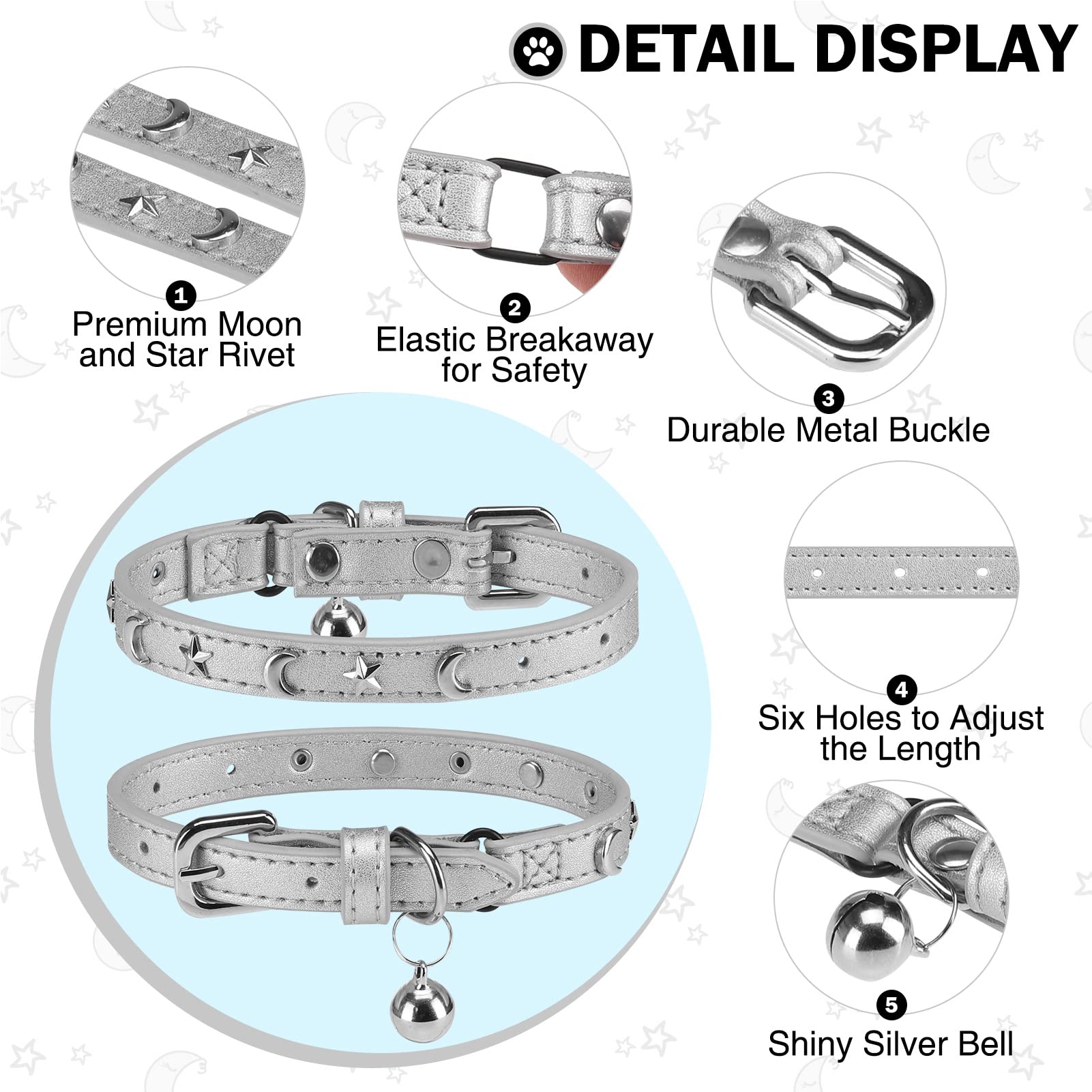 Collar DILLYBUD ajustable 8-12 pulgadas para gatos en crecimiento