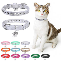 Collar de cuero DILLYBUD para gato con campana, facilita localizar a tu mascota.
