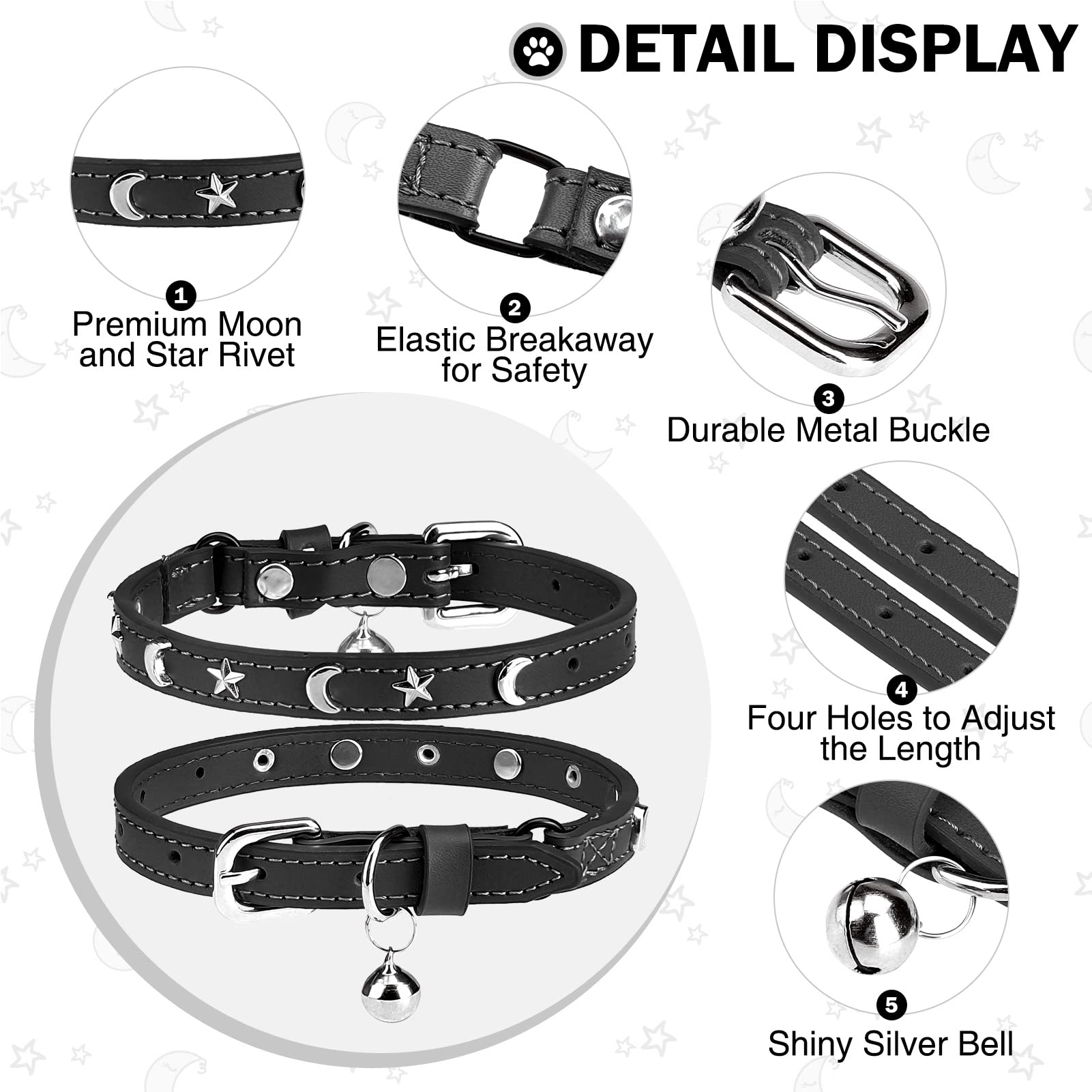 Collar DILLYBUD para gatos con aro en forma de D para etiquetas.
