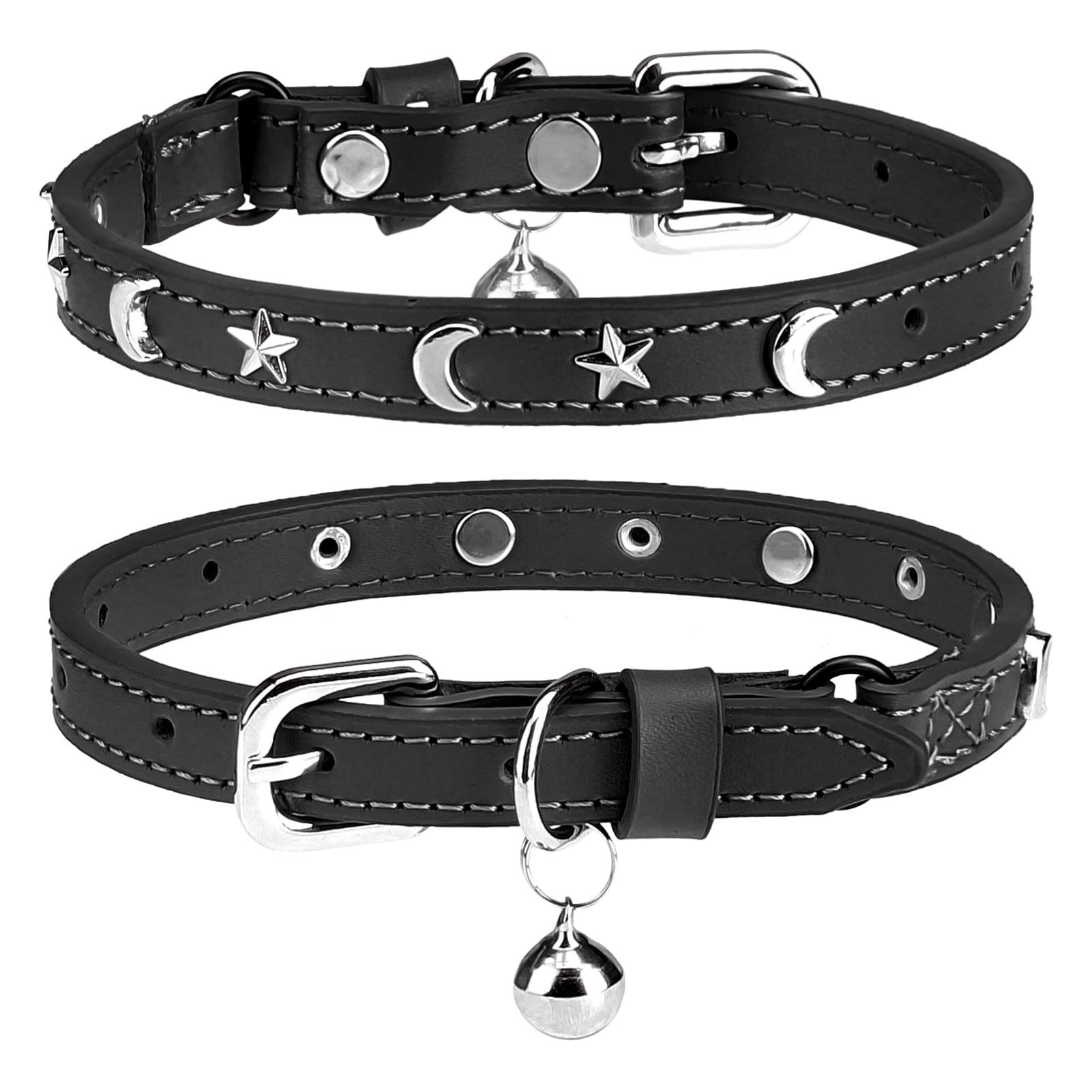 DILLYBUD collar de cuero para gatos con campana, localizarlo fácilmente.