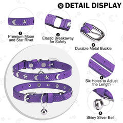Collar de cuero DILLYBUD con cascabel y hebilla ajustable para gato.