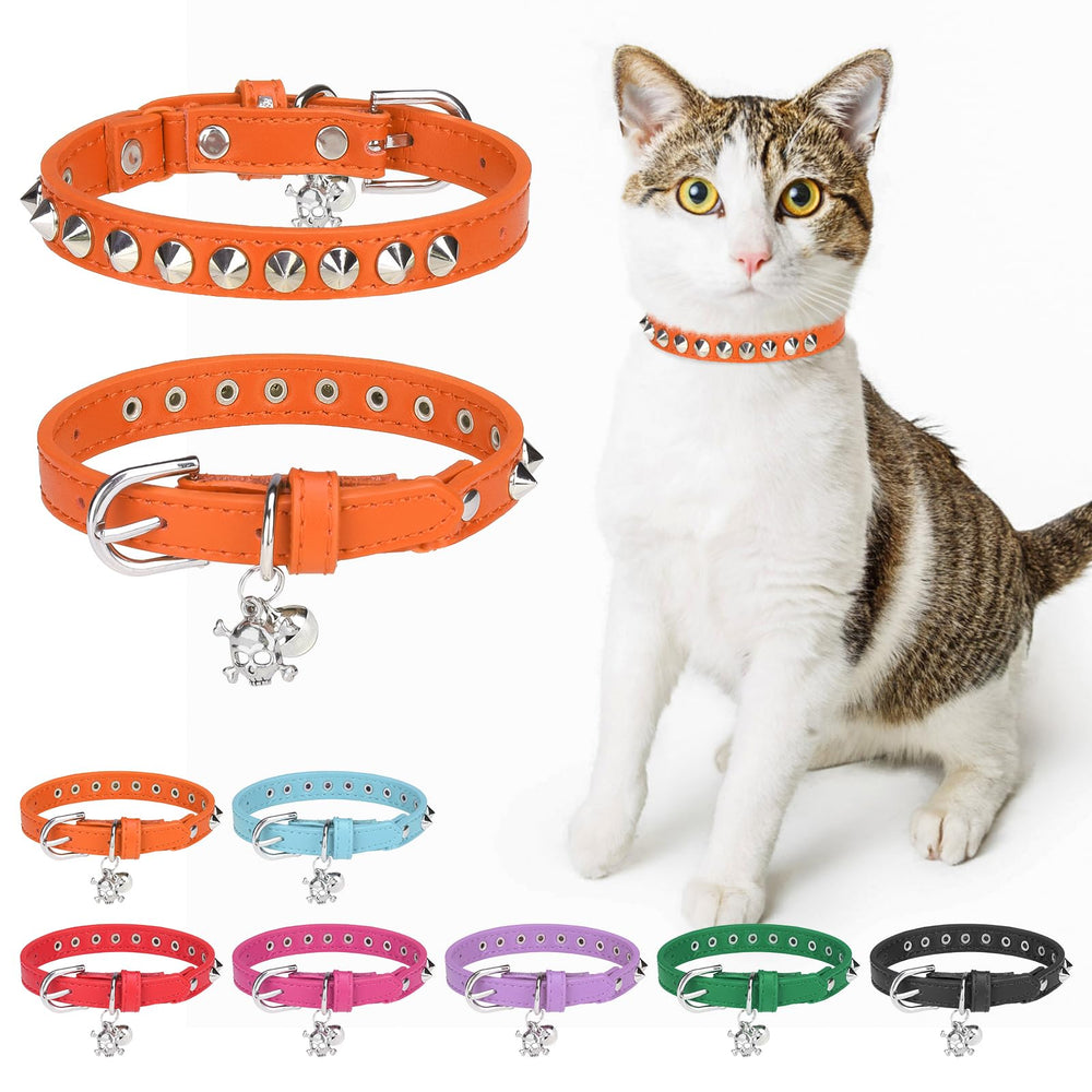 Collar de cuero DILLYBUD para gato con cascabel, localización fácil.