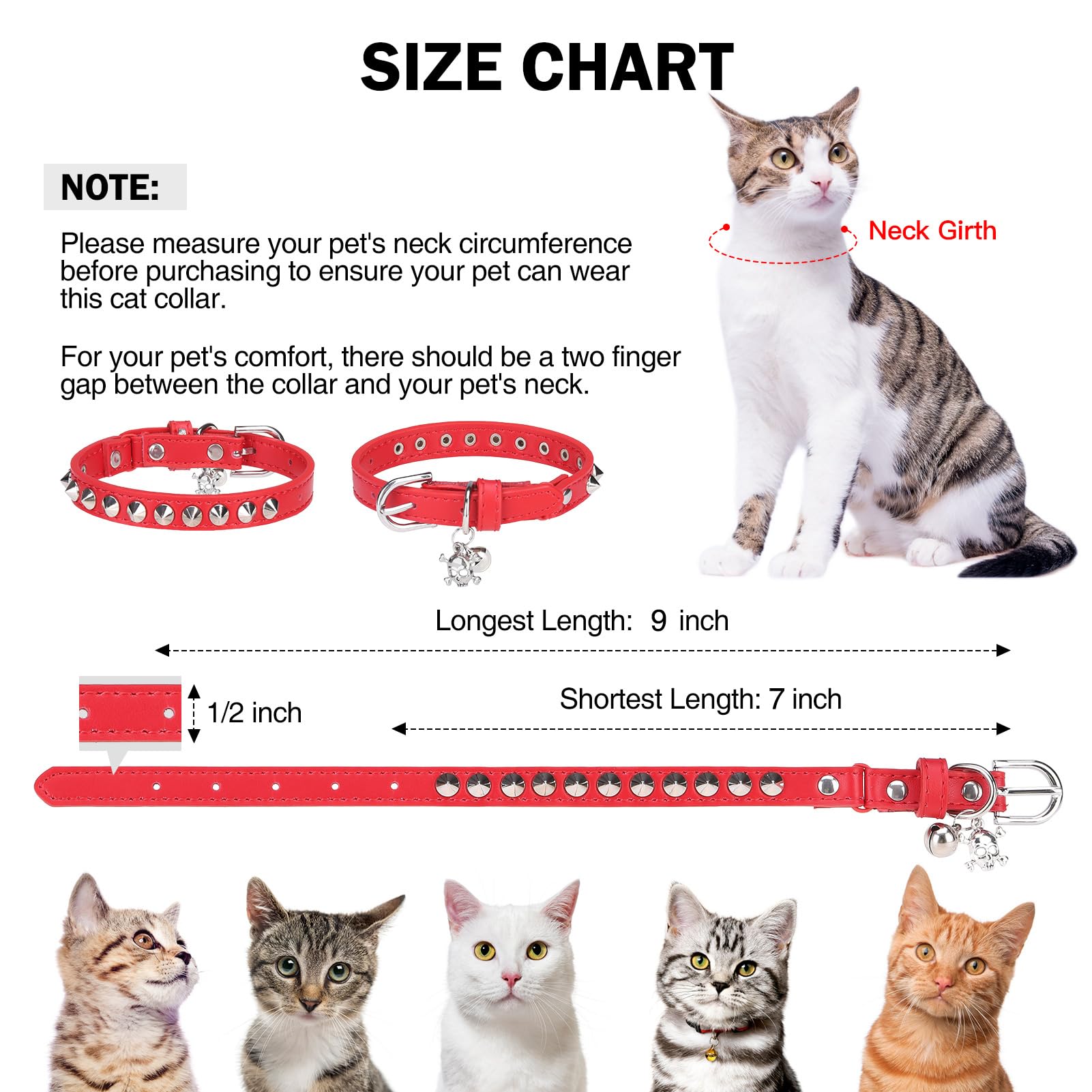 DILLYBUD collar gato cuero con cráneo ornamental, estilo único para fiestas