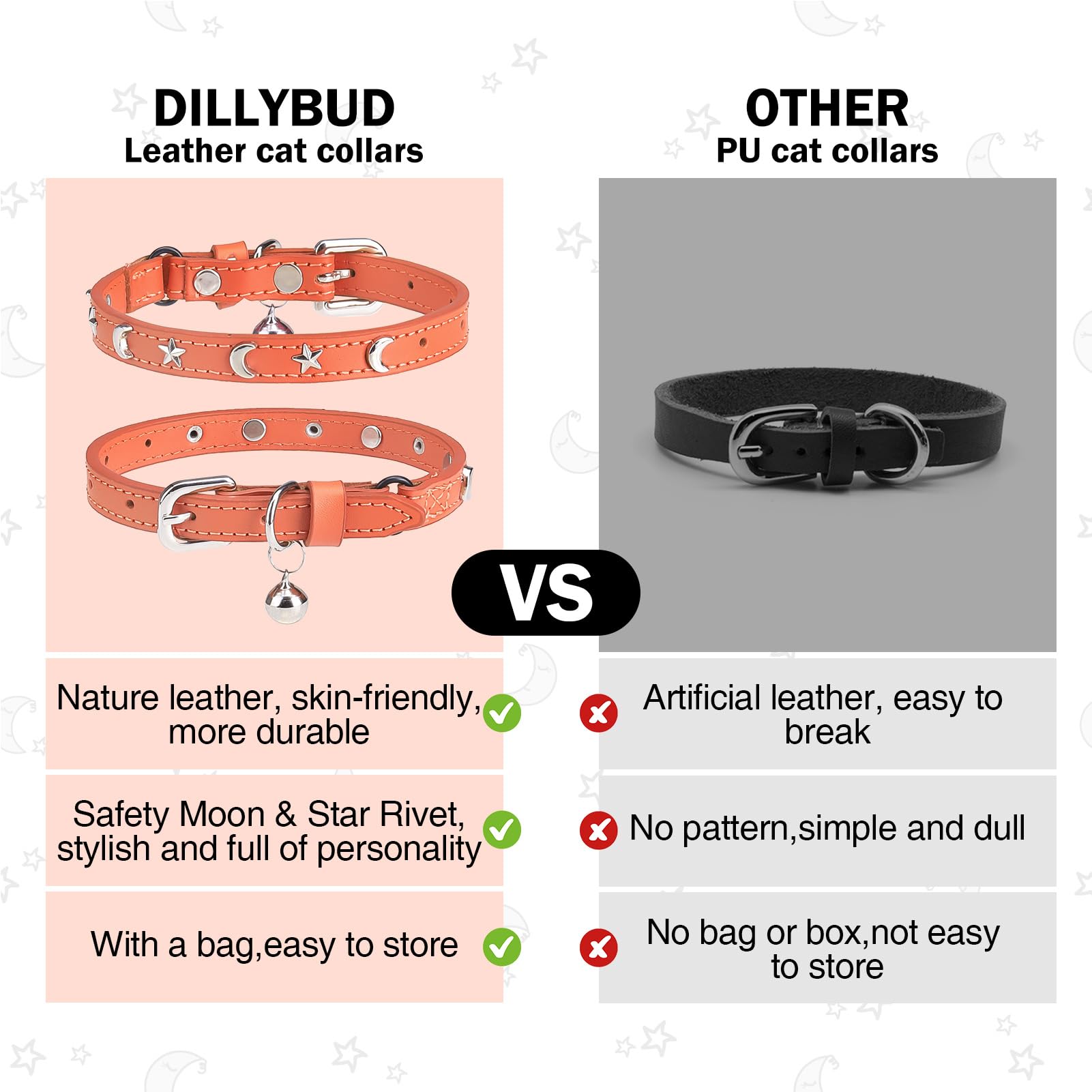 DILLYBUD collar con estrellas y lunas para un estilo distintivo.
