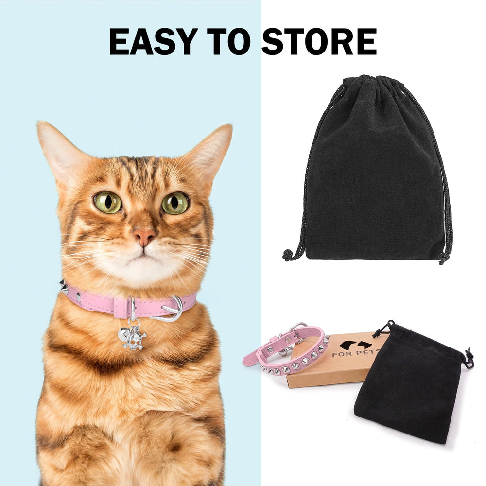 DILLYBUD collar-gato-textura-cuero-suave: cuero genuino suave para comodidad
