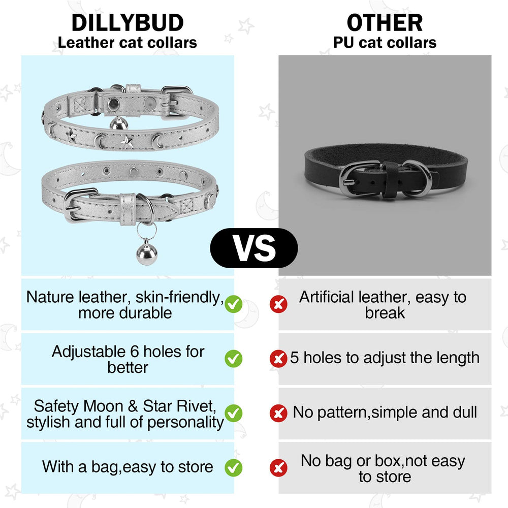 Collar de cuero suave DILLYBUD para cuello del gato