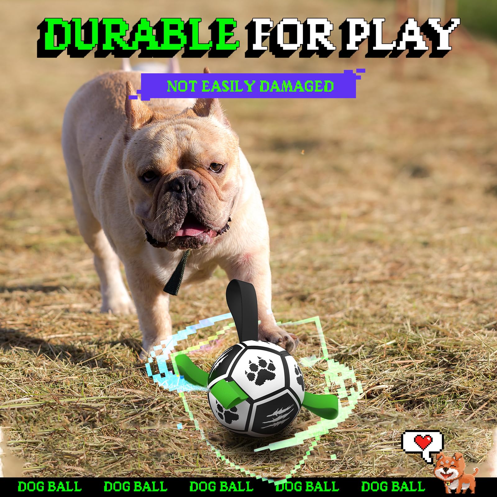 Diman Pelota de fútbol para perros, diseñada en poliuretano resistente para juego vigoroso.