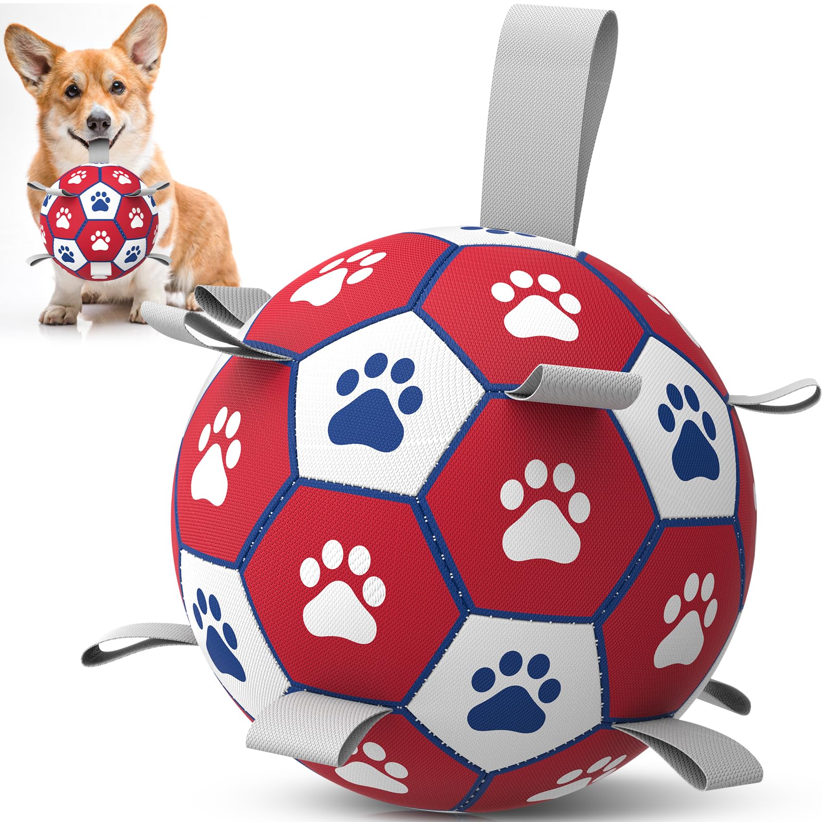 Diman Pelota para perros con correas, ideal para juego interior y exterior.