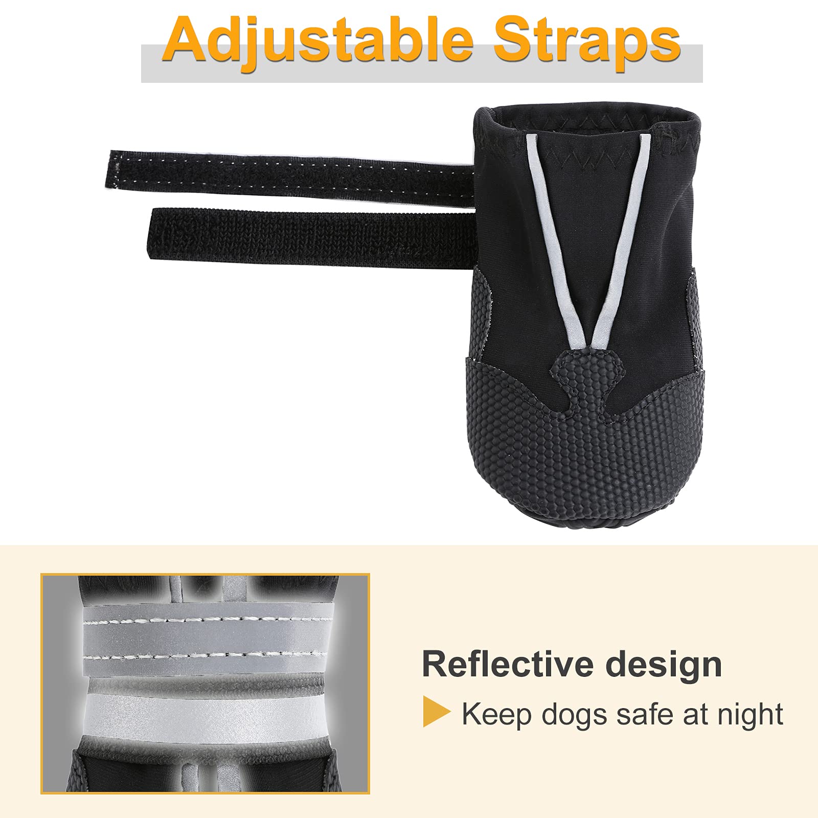 Dimicoo botas con correas reflectivas para seguridad nocturna.