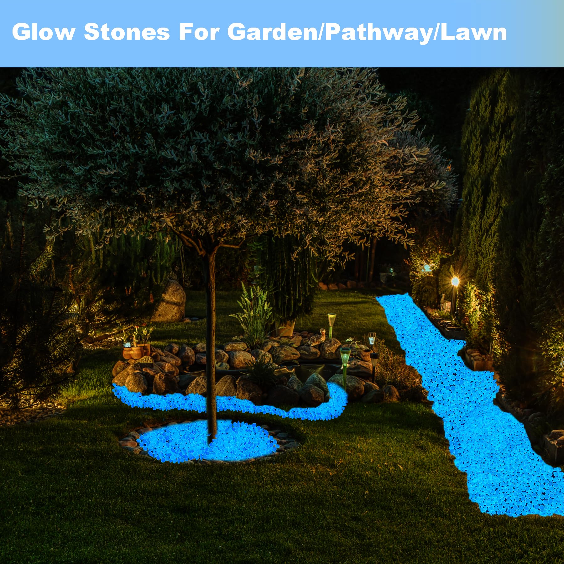 Piedras luminosas para camino en exteriores de Dinastía Kaiyuan con destellos blancos.