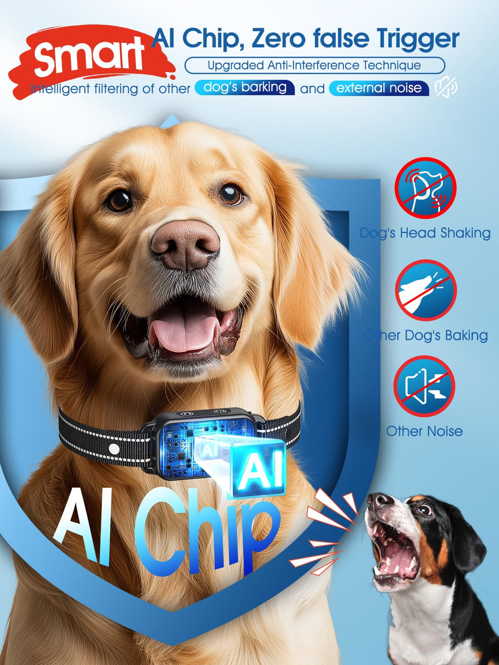 DINJOO collar anti ladridos – pantalla LED, foco visual claro para ajustes de sensibilidad.