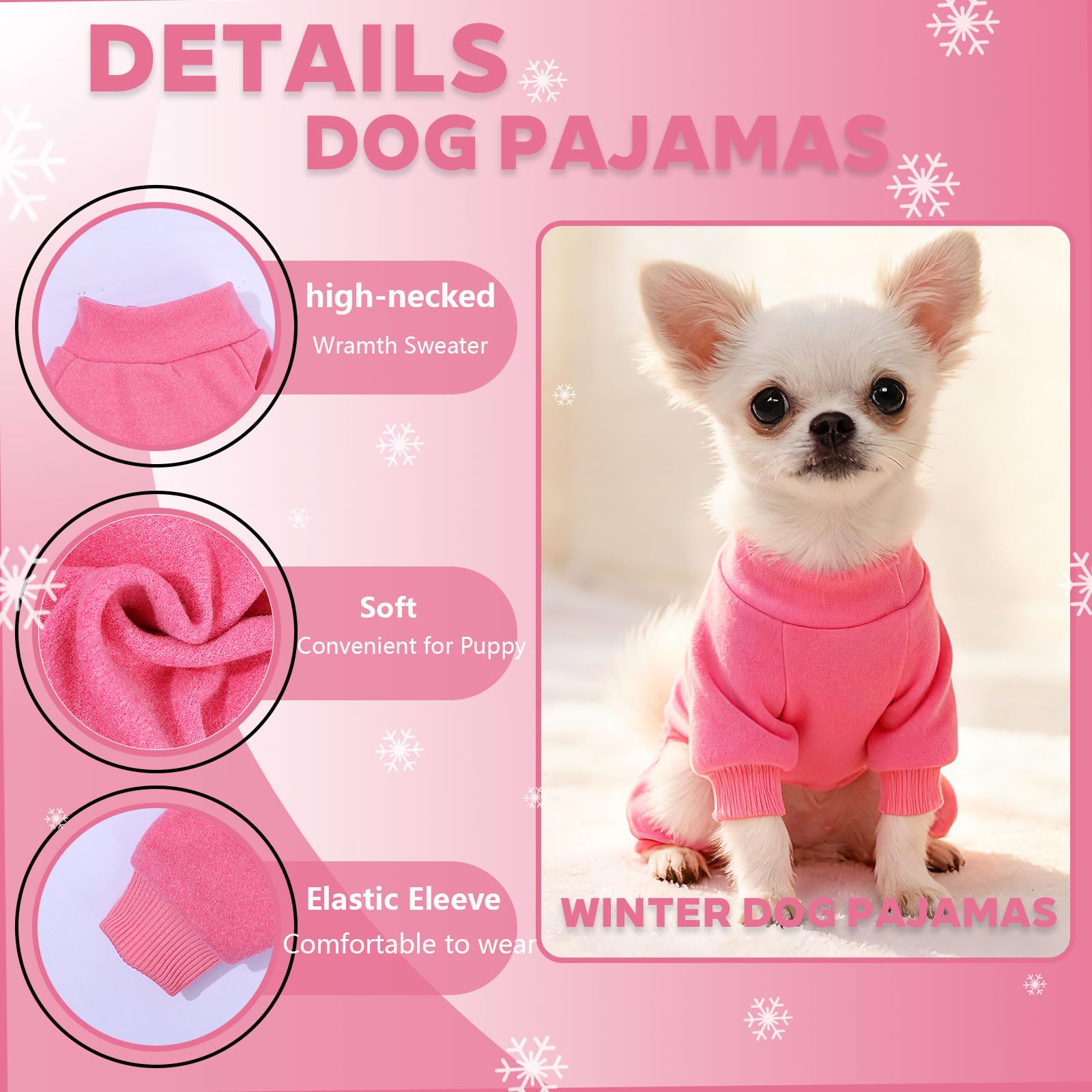 Dinkinty pijama perro rosa tejido suave, calor cómodo.