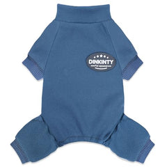 Pijama Dinkinty para perro pequeño, frontal azul acero, cálido para paseos