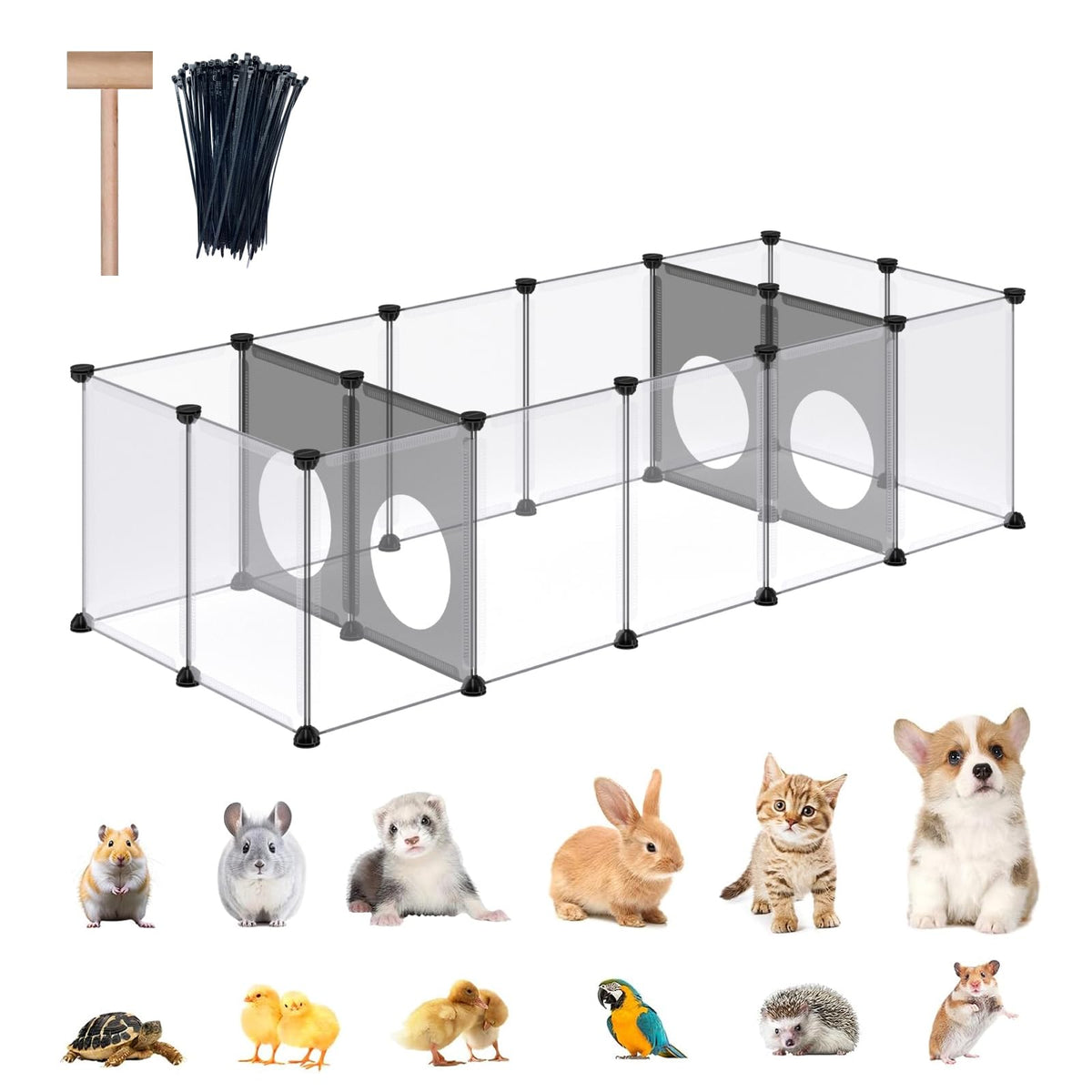 DINMO playpen para conejos, diseño de agujeros que estimula la exploración