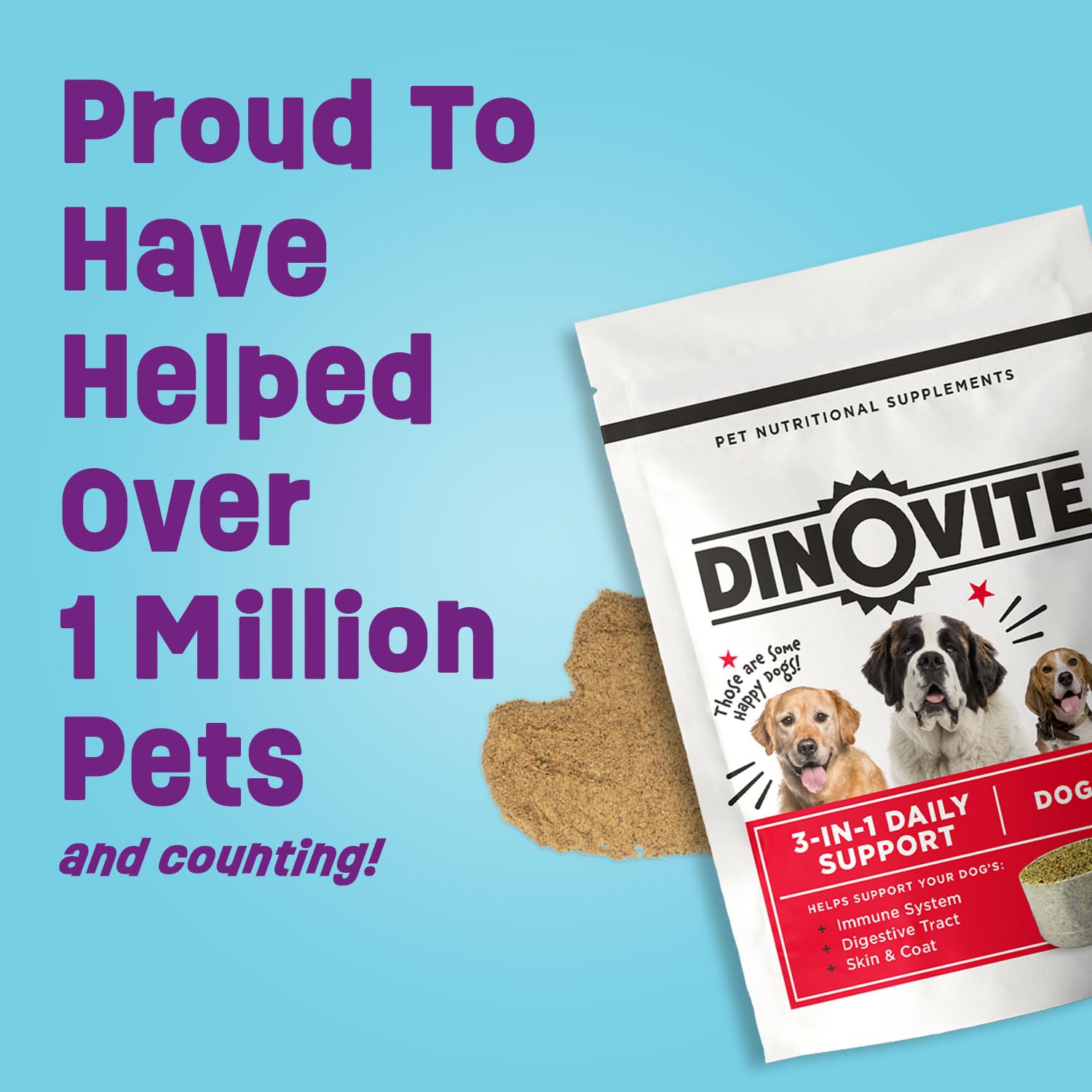 Dinovite 3 en 1 Probiotico para perros: complemento alimentario para la dieta diaria.