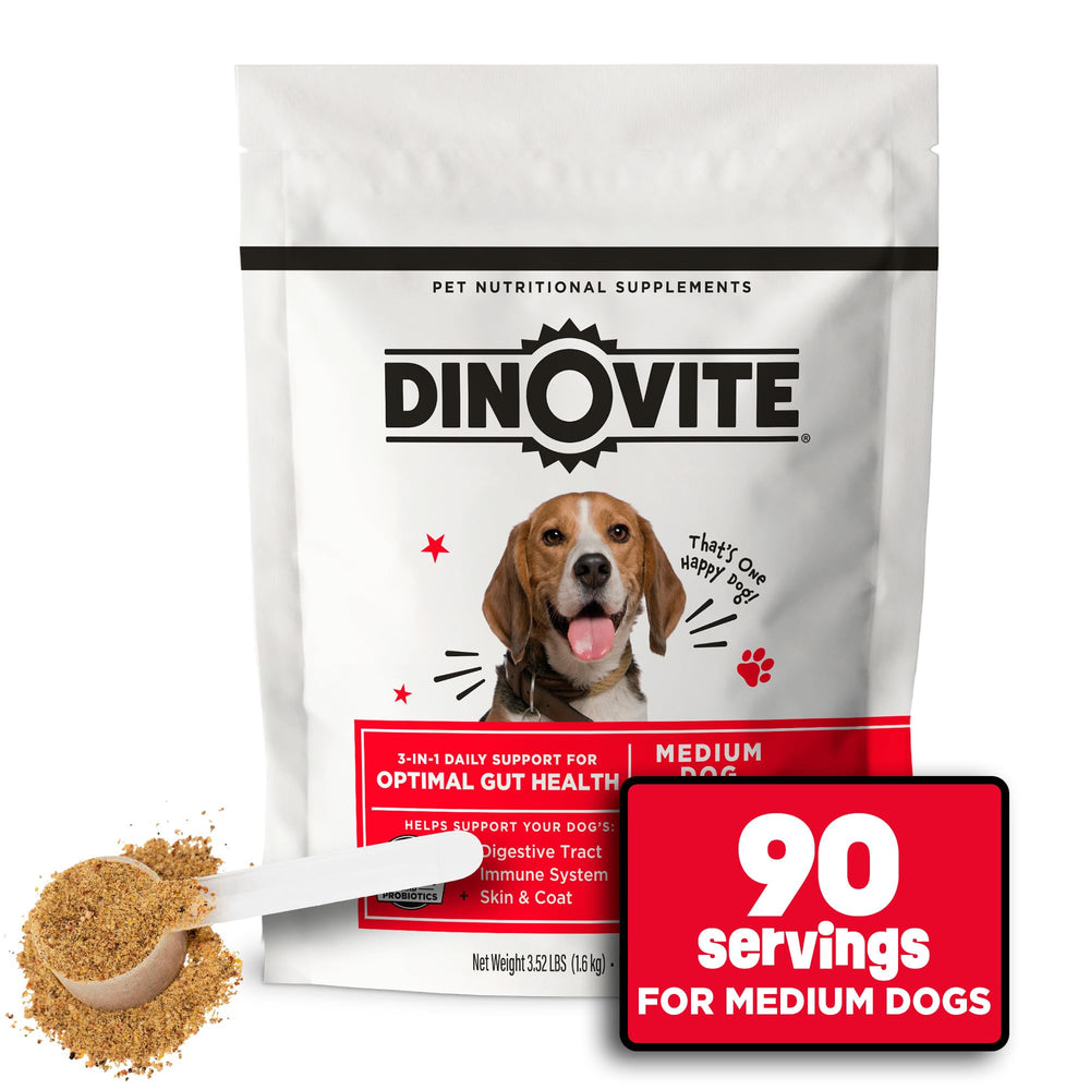 Dinovite 3 en 1 Probiotico para perros: bienestar digestivo y absorción de nutrientes.
