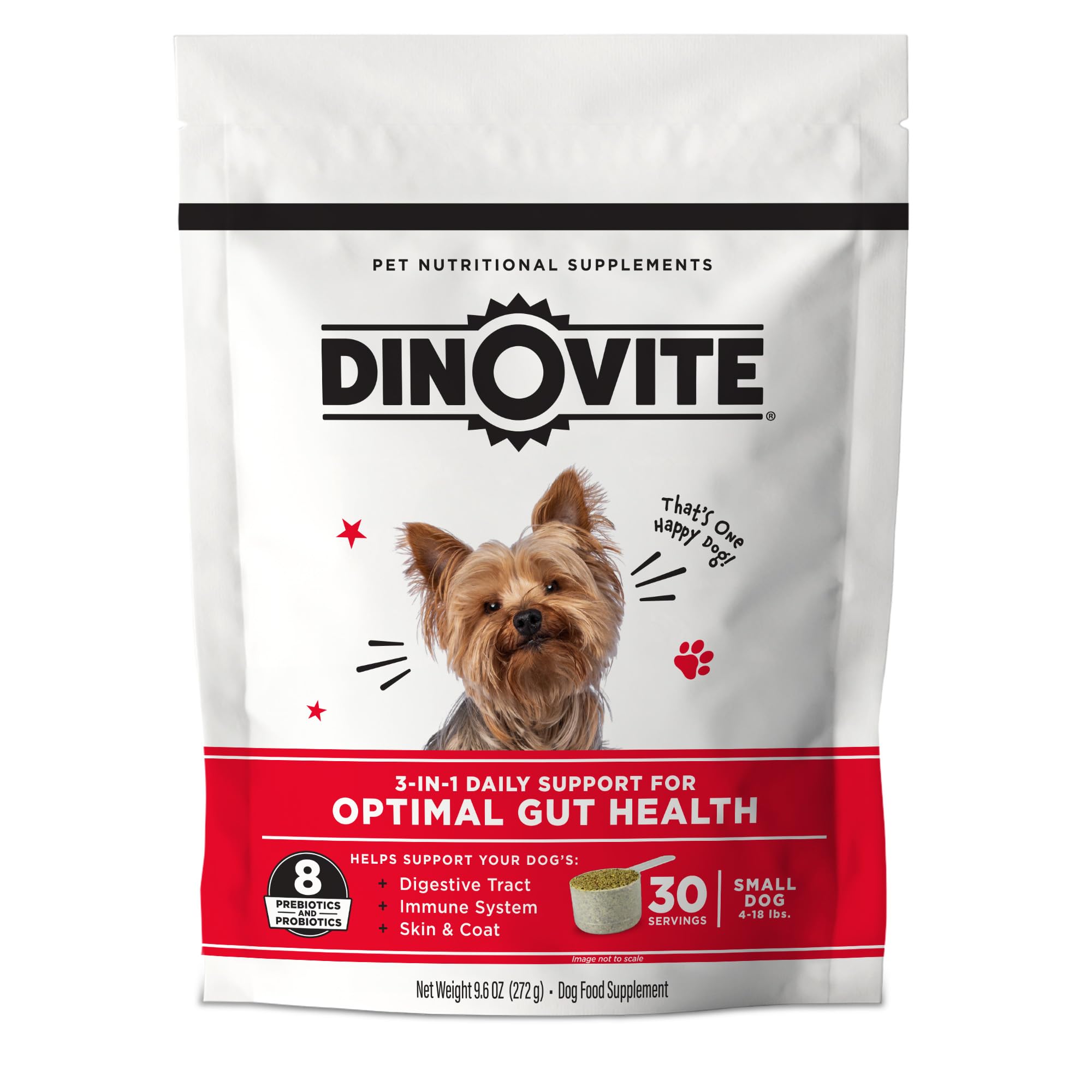 Dinovite 3 en 1 Probiotico para perros pequenos, mejora la salud intestinal.