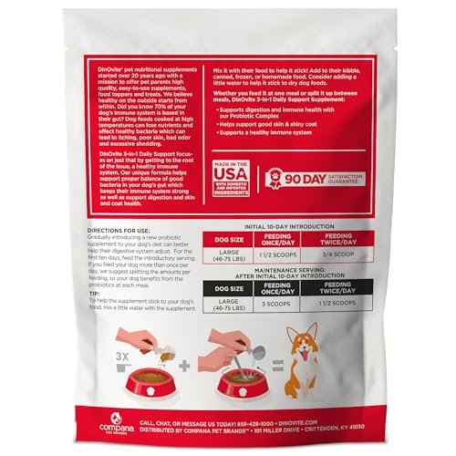 Dinovite omega-3 para perros, mejora piel y pelaje.