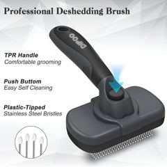 Dipoo cepillo auto limpiable, mango ergonómico de goma para un agarre cómodo.