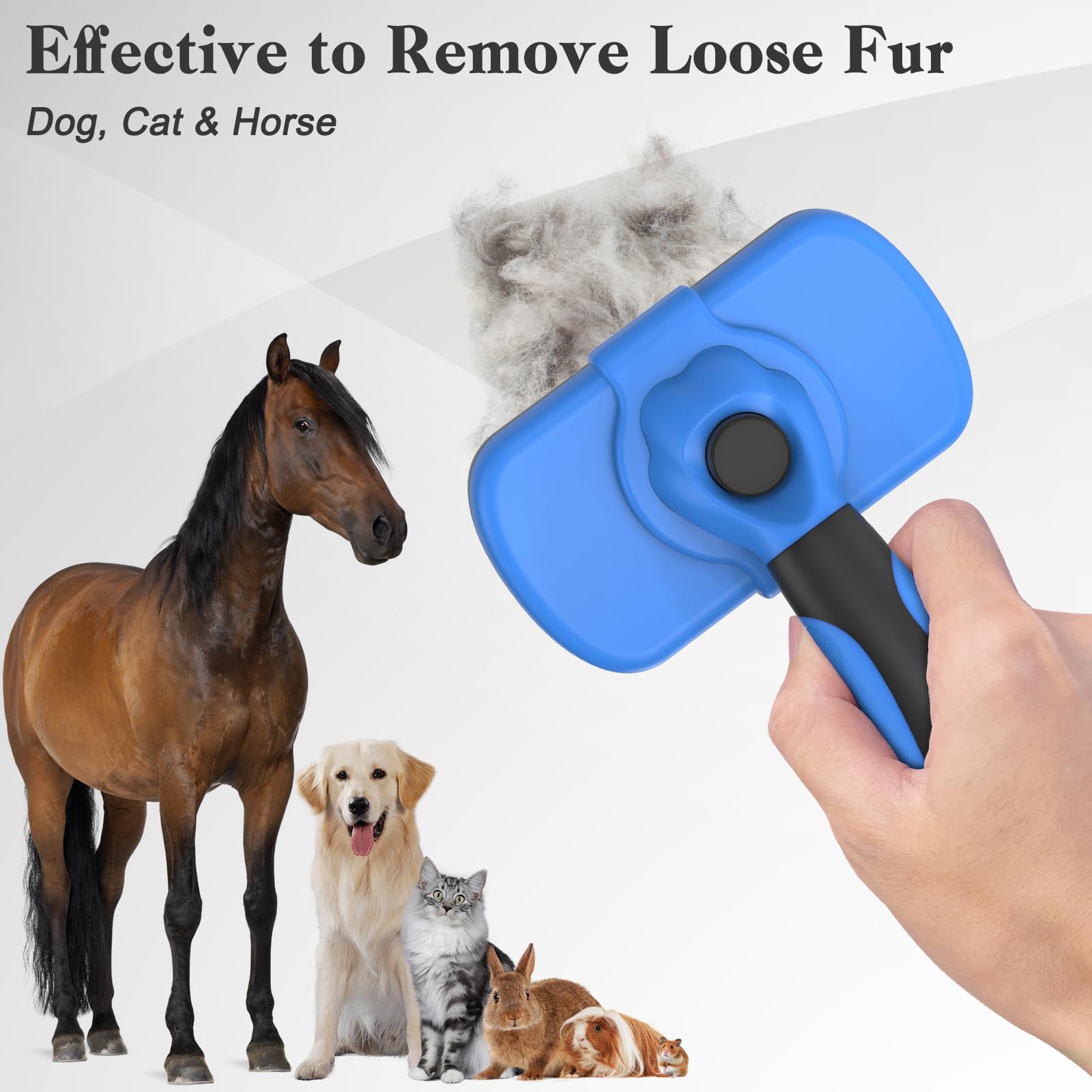 Cepillado eficiente para pelo corto y largo de perros y gatos