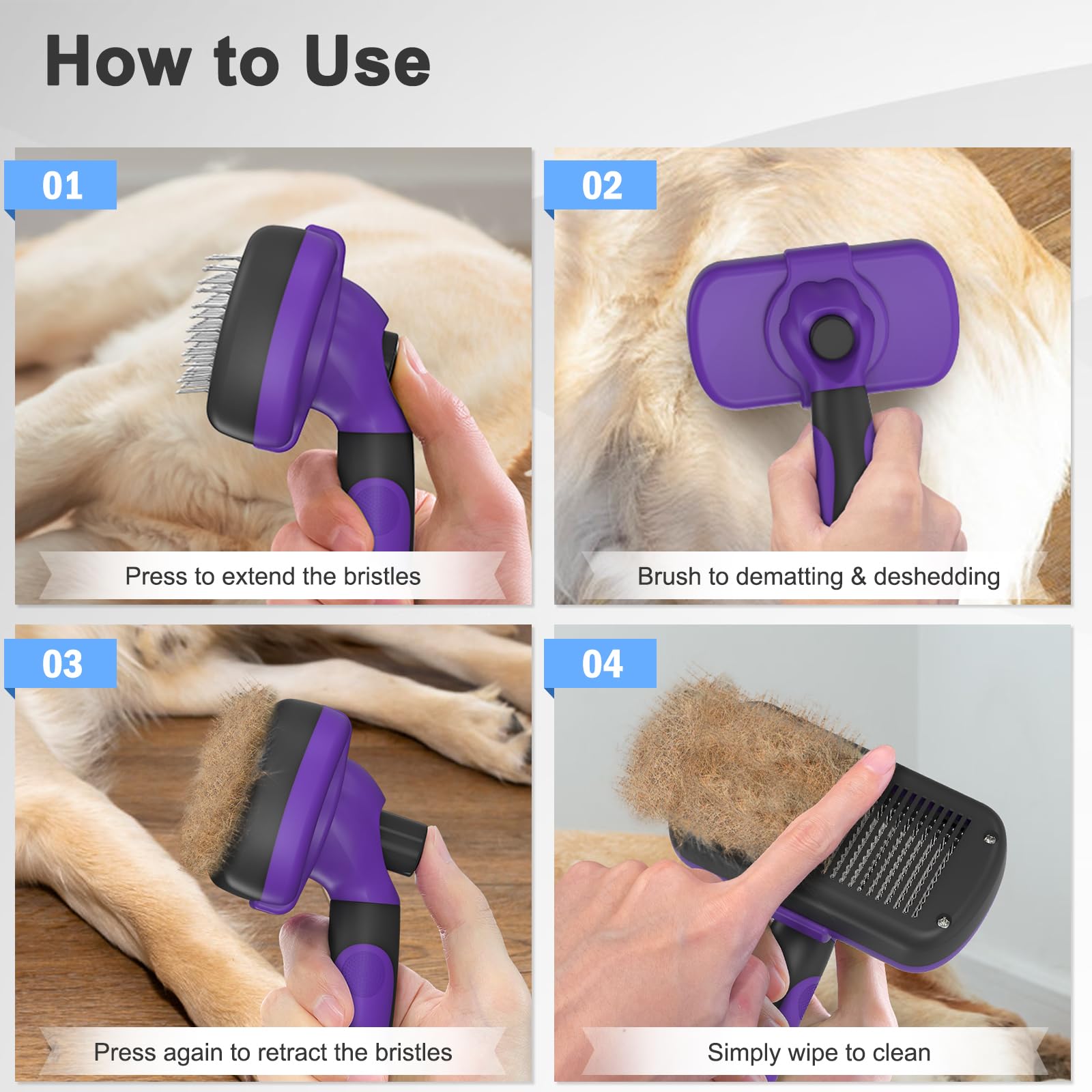 Dipoo cepillo para cuidado diario de perros y gatos.