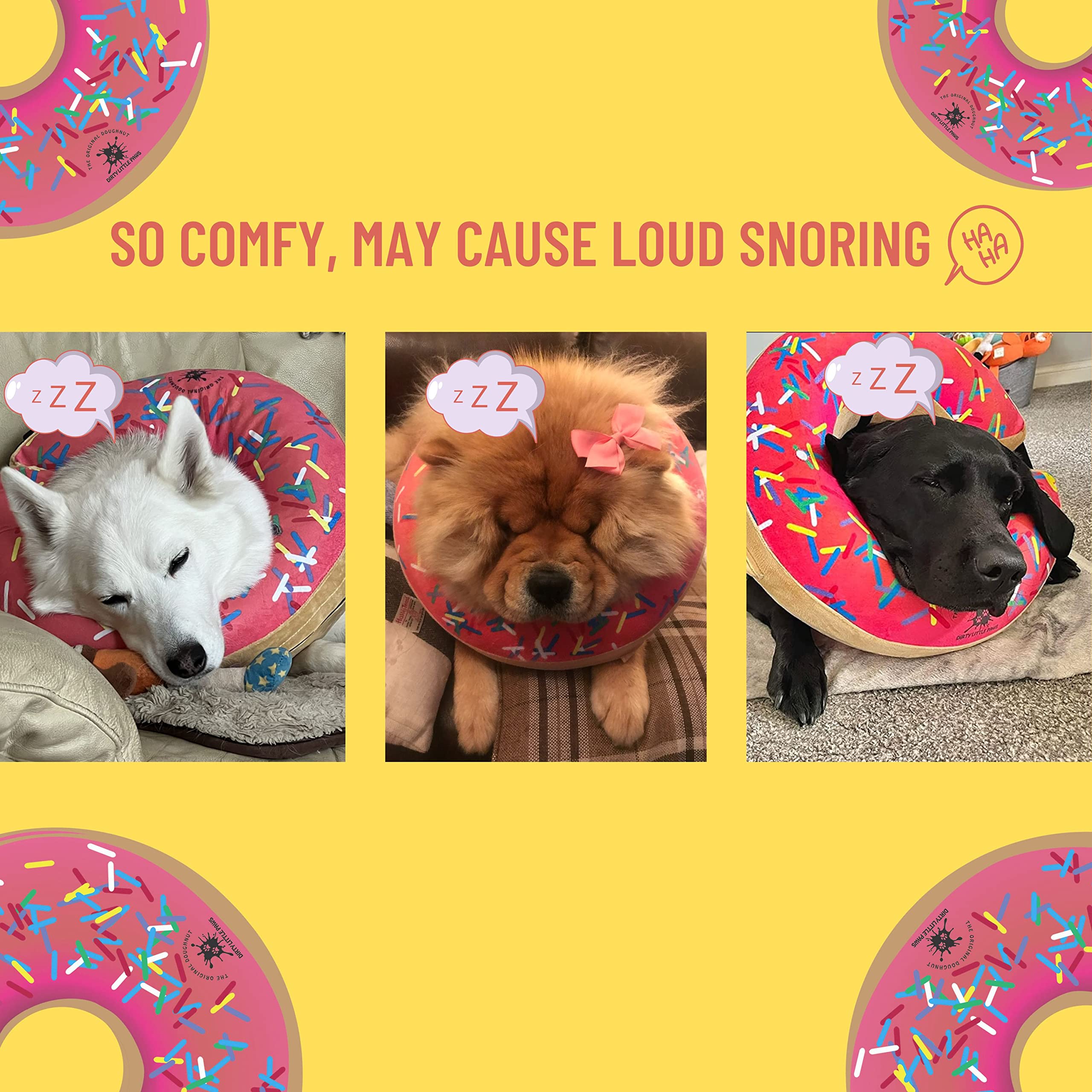 Collar Donut rosa de Dirty Little Paws visto lateral, facilita movilidad.